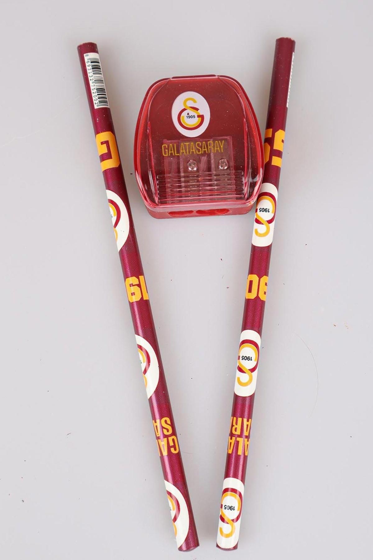 Galatasaray Lisanslı 2'li Kurşun Kalem Ve Kalemtraş Seti