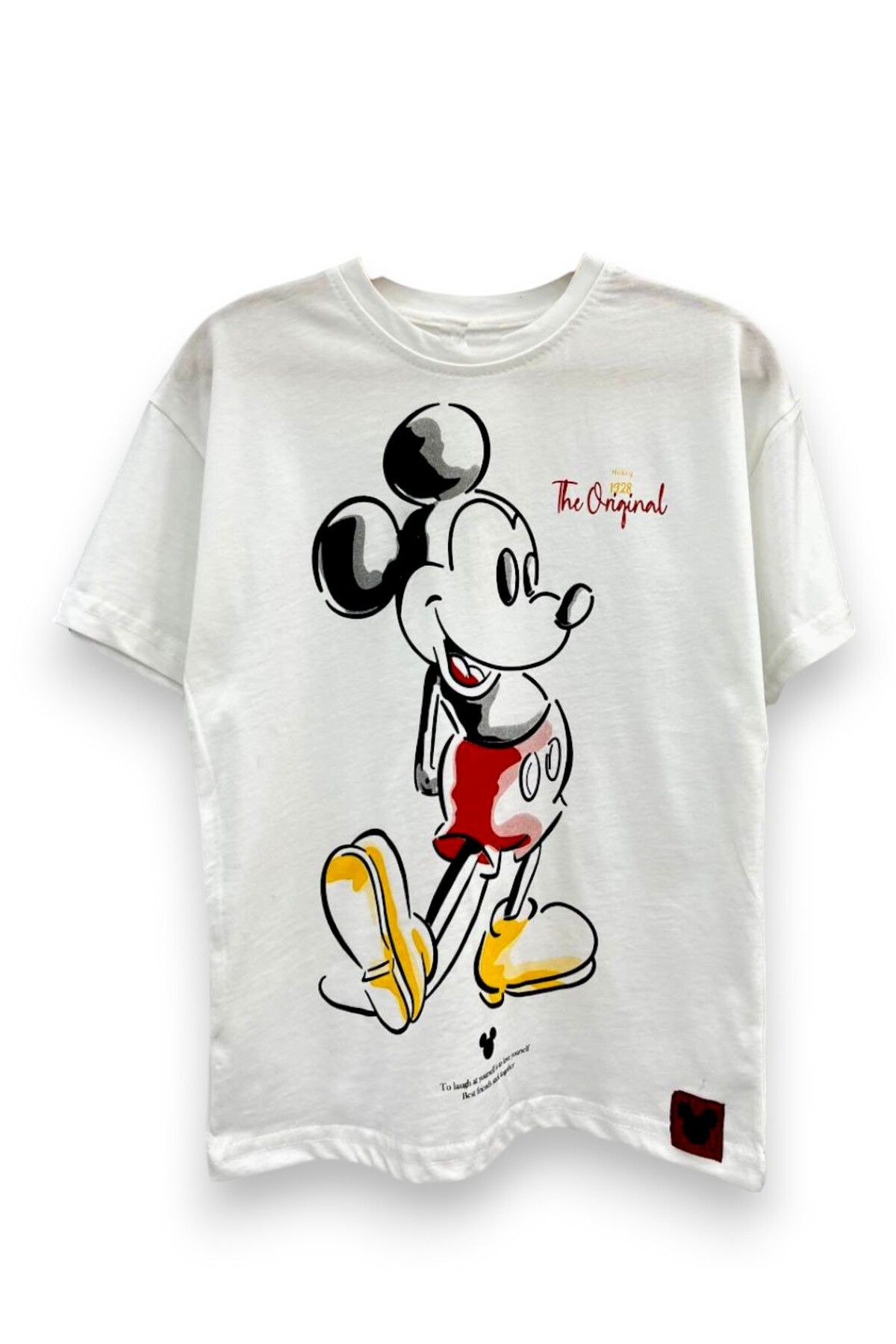 Lolliboomkids Yeni Sezon Ekru / Beyaz Renk Üzeri Mickey Oversize T-Shirt