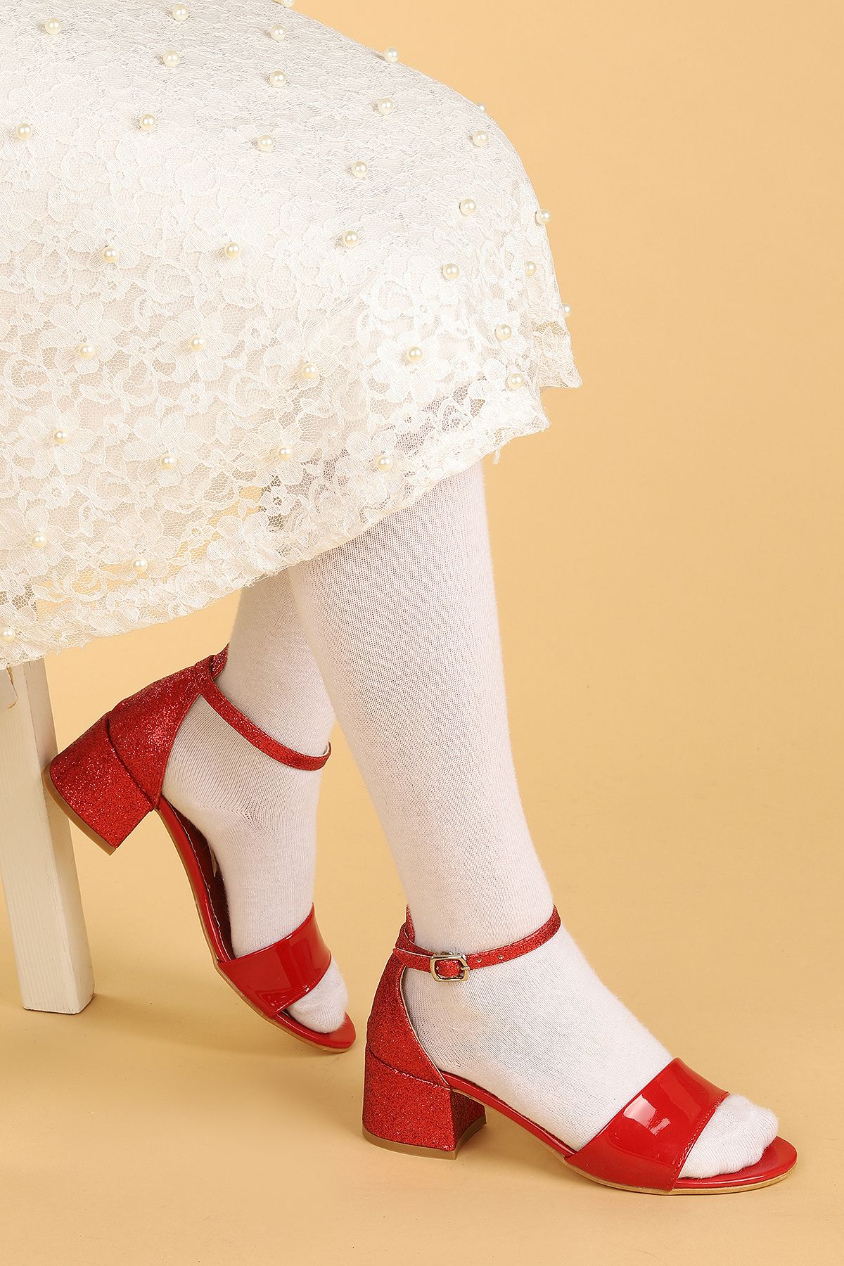 Kiko Kids 768 Ayna Kum Günlük Kız Çocuk 3 Cm Topuklu Sandalet Ayakkabı
