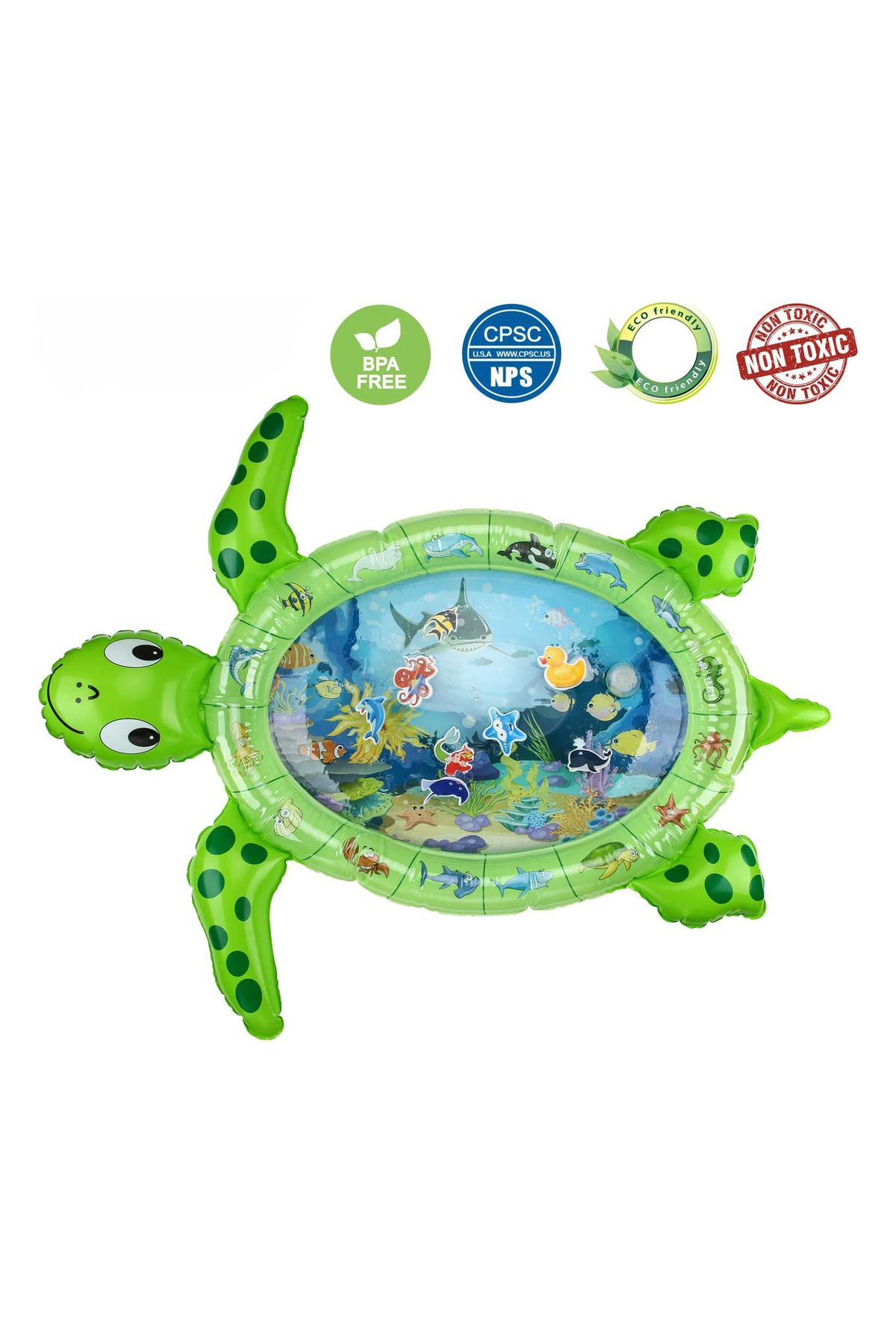 elfobaby Bebek Su Oyun Matı Tummy Time Aktivite Oyuncağı Su Havuzu - Kaplumbağa