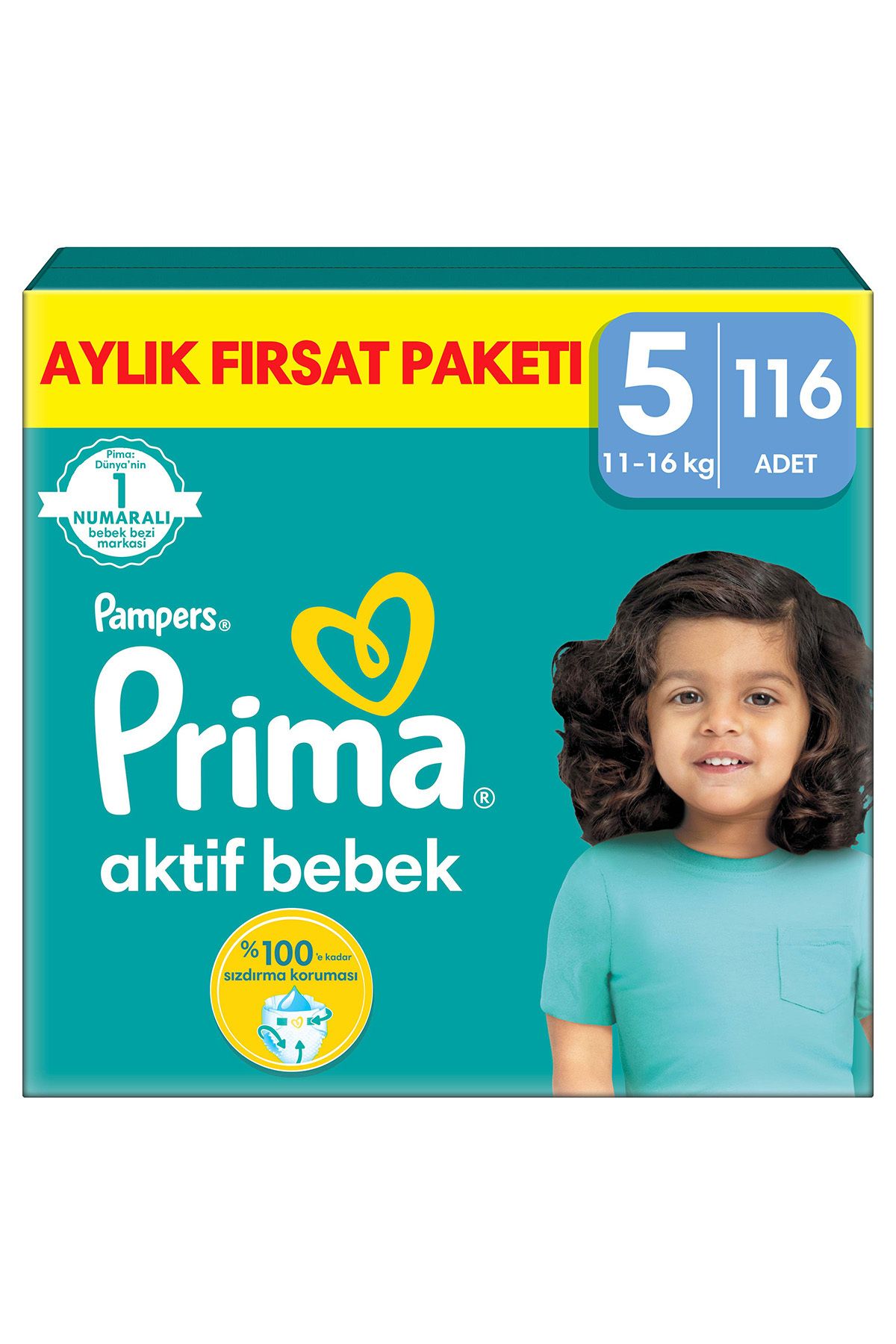 Prima Pampers Bebek Bezi Aktif Bebek Aylık Paket Junior 5 No 116 Lı