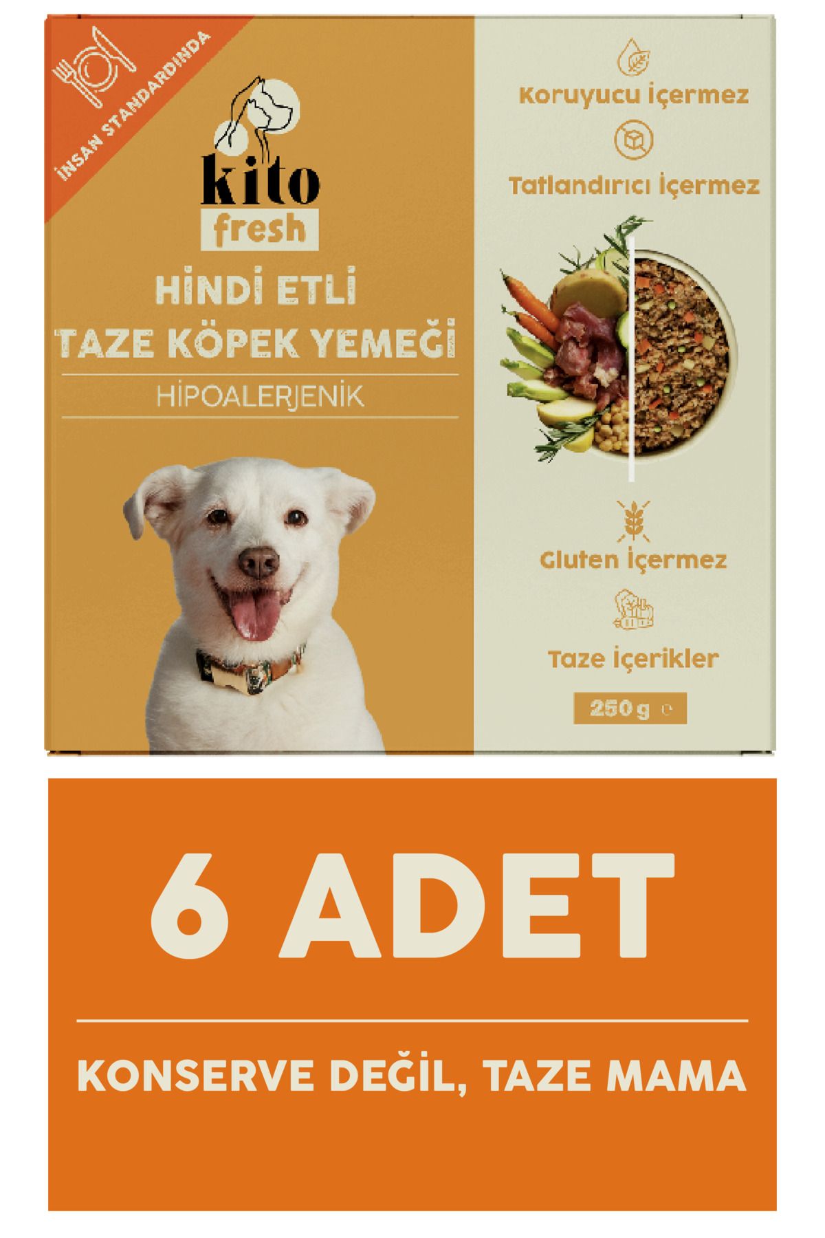 kito Fresh Hindi Etli Taze Köpek Yemeği X 6 (1,5 KG)