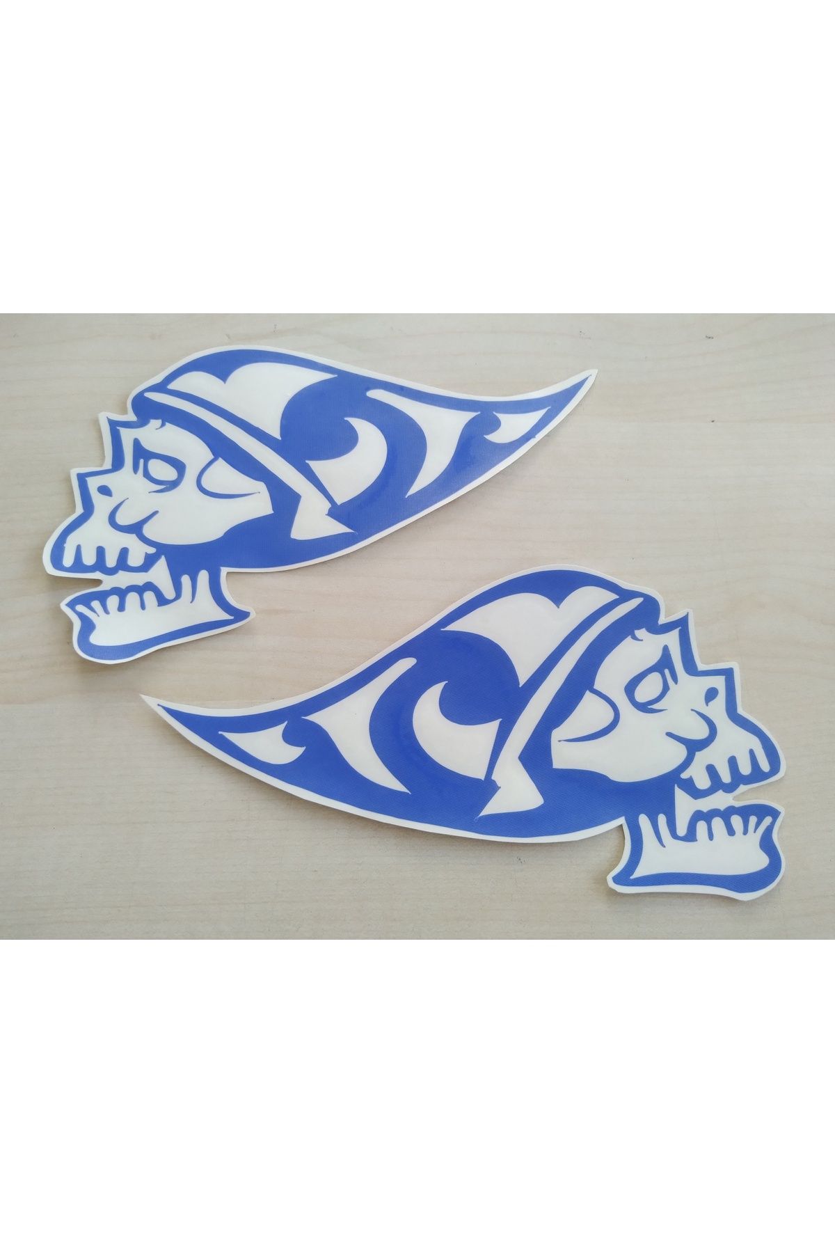 Yerli Kurukafa Sticker (2li Takım) Mavi 16cmx10cm (iskelet) Kurukafa Etiketi Çıkartması Logosu Arması