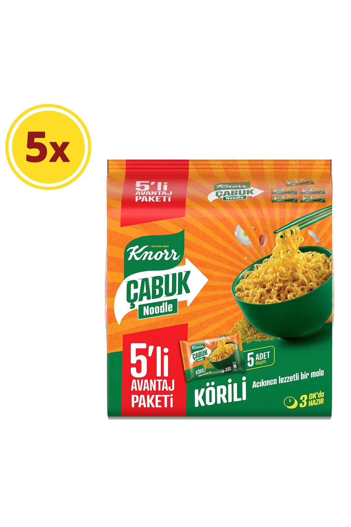 Knorr Çabuk Noodle Körili 5li Paket 330g X5 Adet