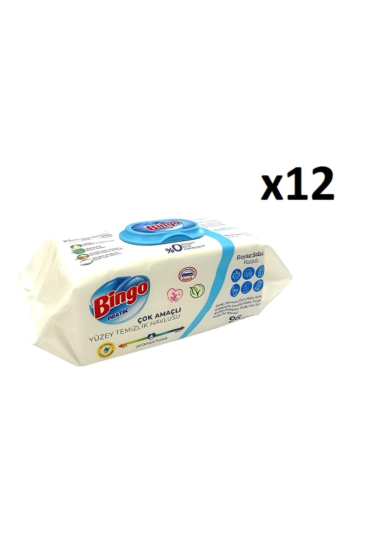 Bingo Yüzey Temizleme Havlusu 96'lı Beyaz Sabun (12'li)