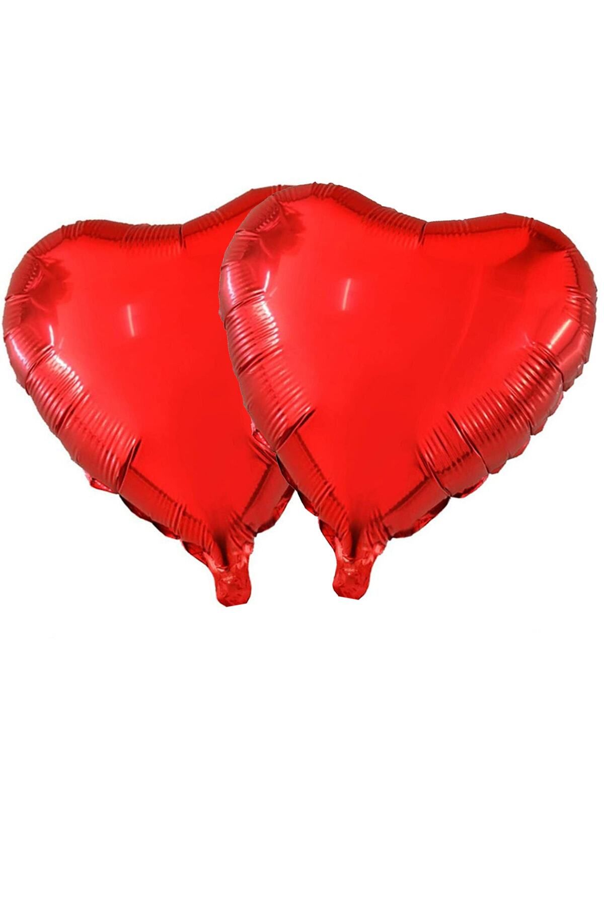 Parti Dolabı 2 Adet Folyo Kalpli Uçan Kalp Balon 45cm Kırmızı Romantik Evlilik Teklifi Yıldönümü Romantik