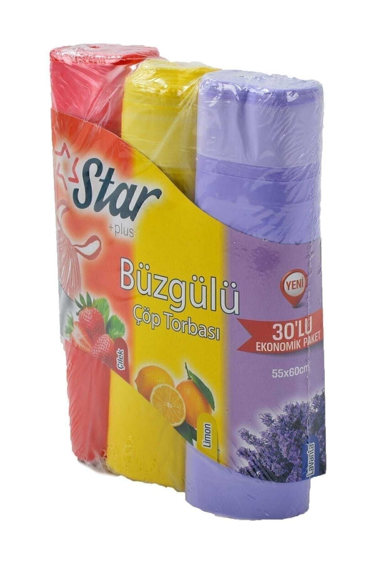 Star Plus Büzgülü Çöp Torbası 55x60 Cm 3' Lü Eko Paket Lavanta-çilek-limon Kokulu Çöp Poşeti