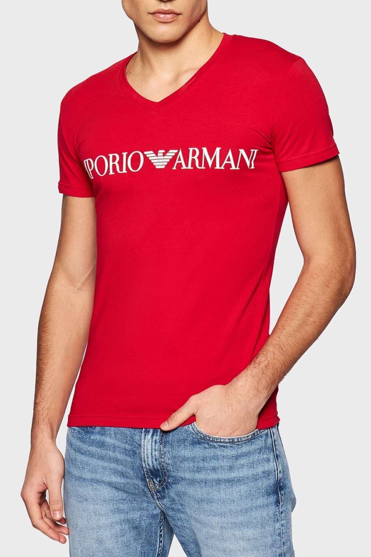 Emporio Armani Baskılı V Yaka Pamuklu T Shirt Erkek T Shirt S 110810 1p516 06574