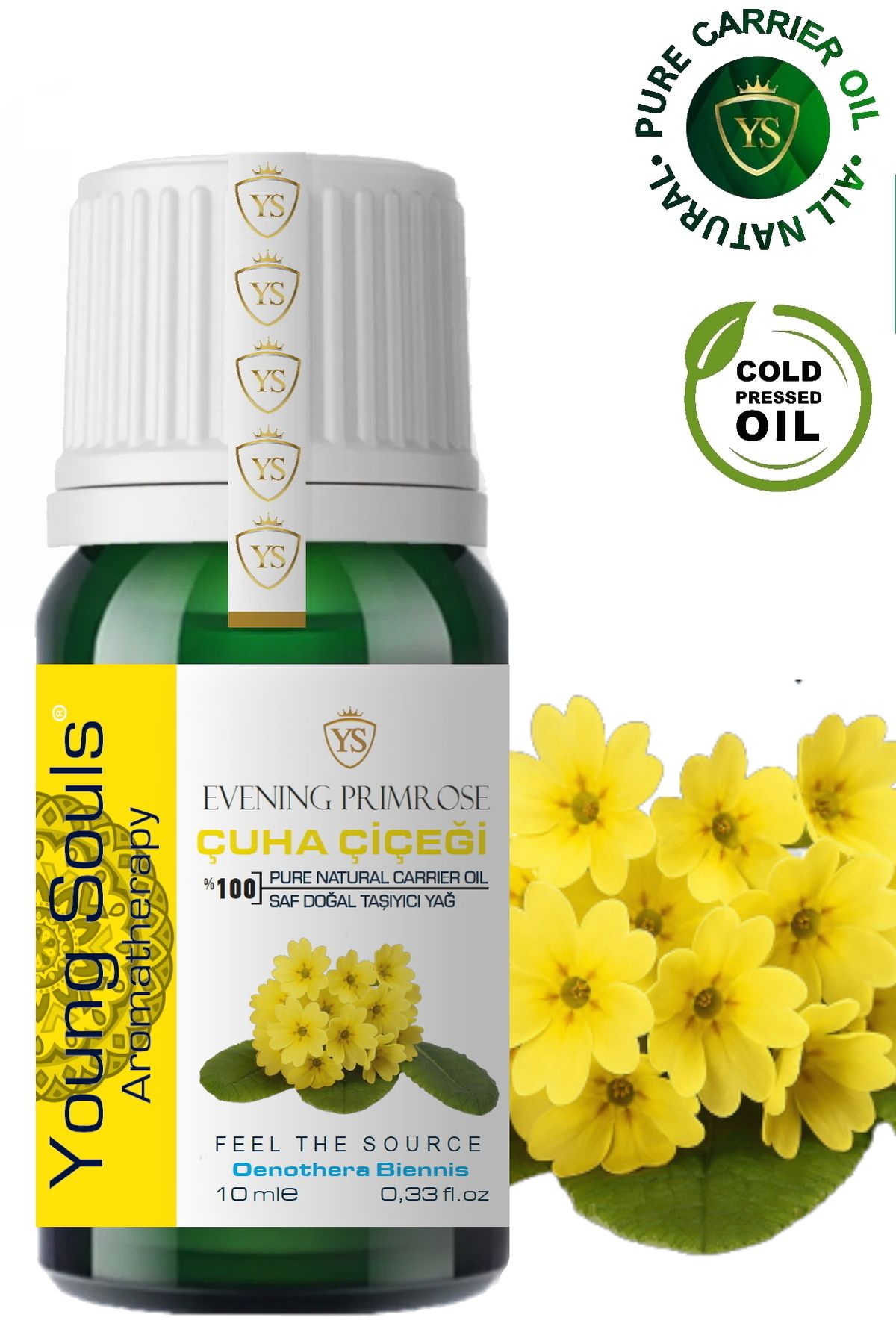 YOUNG SOULS Aromatherapy Primrose Carrier Oil Çuha Çiçeği Taşıyıcı Yağ 10 Ml