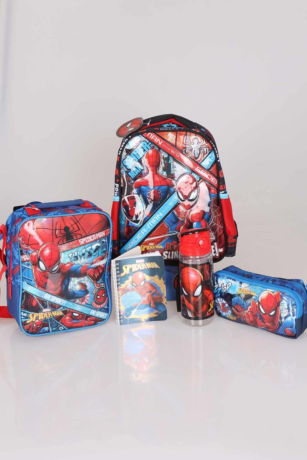 Spiderman Lisanslı Anaokulu, Beslenme Ve Kalem Çantası 3'lüsü Ve 500 ml Trıtan Matara Seti