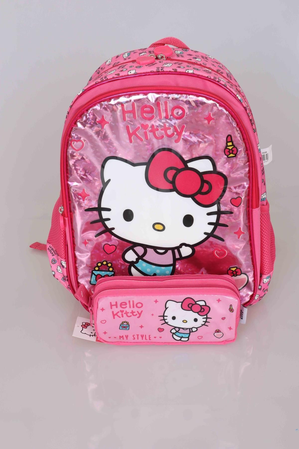 Hello Kitty Lisanslı " Pınk Love " Ilkokul Çantası Ve Kalem Çantası Seti