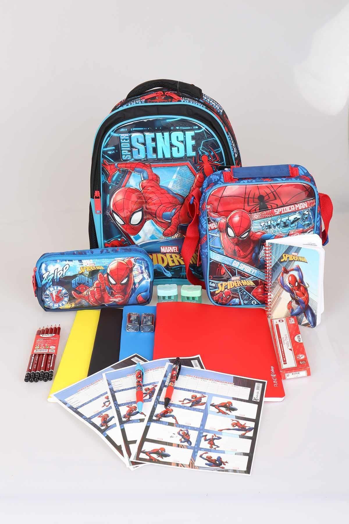 Spiderman Lisanslı Ilk Ve Ortaokul, Beslenme Ve Kalem Çantası 3'lüsü Ve Kırtasiye Seti
