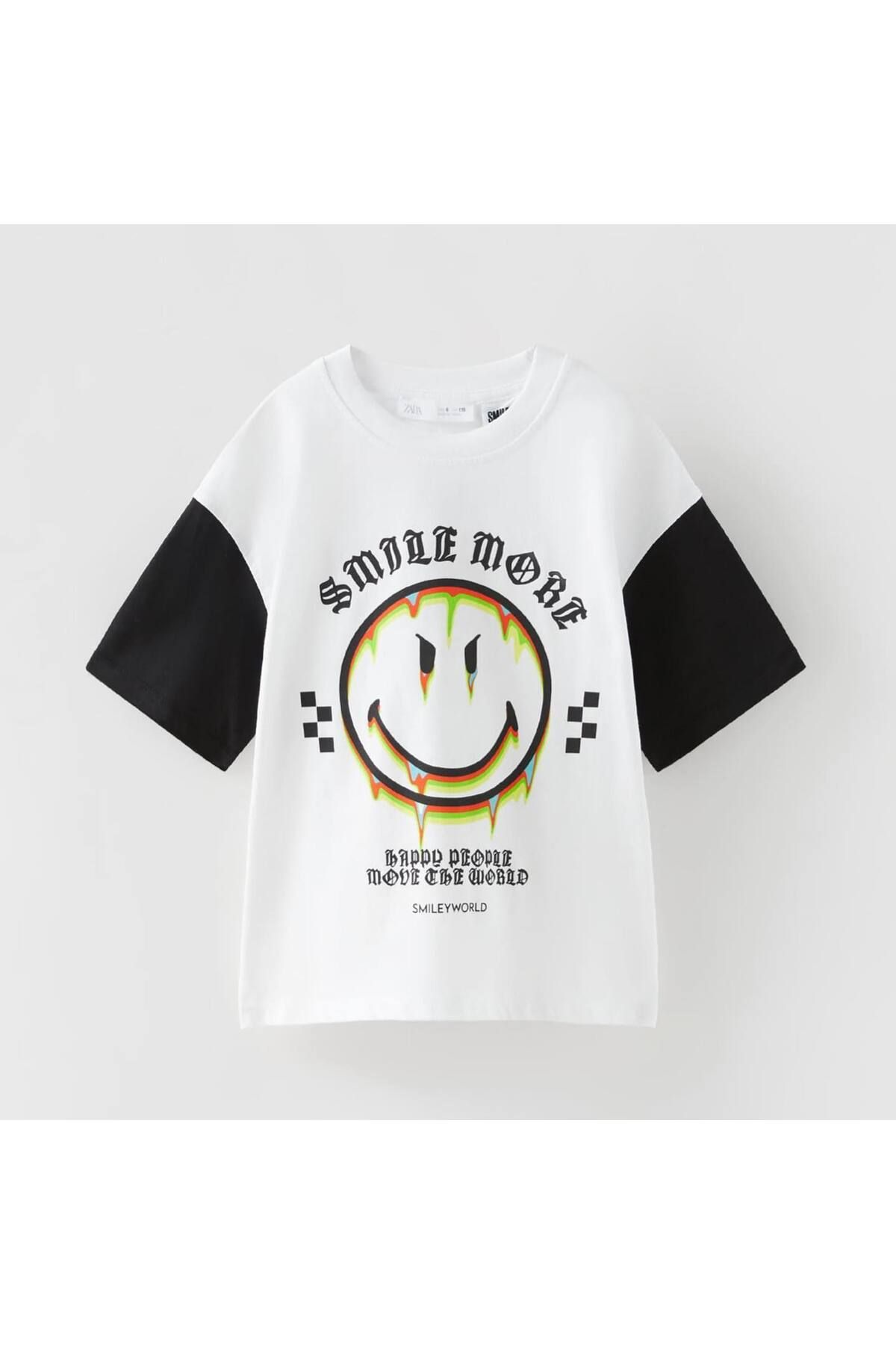 Lolliboomkids Yeni Sezon Smile Baskılı Sırt Yazı Detaylı Mickey Oversize T-Shirt