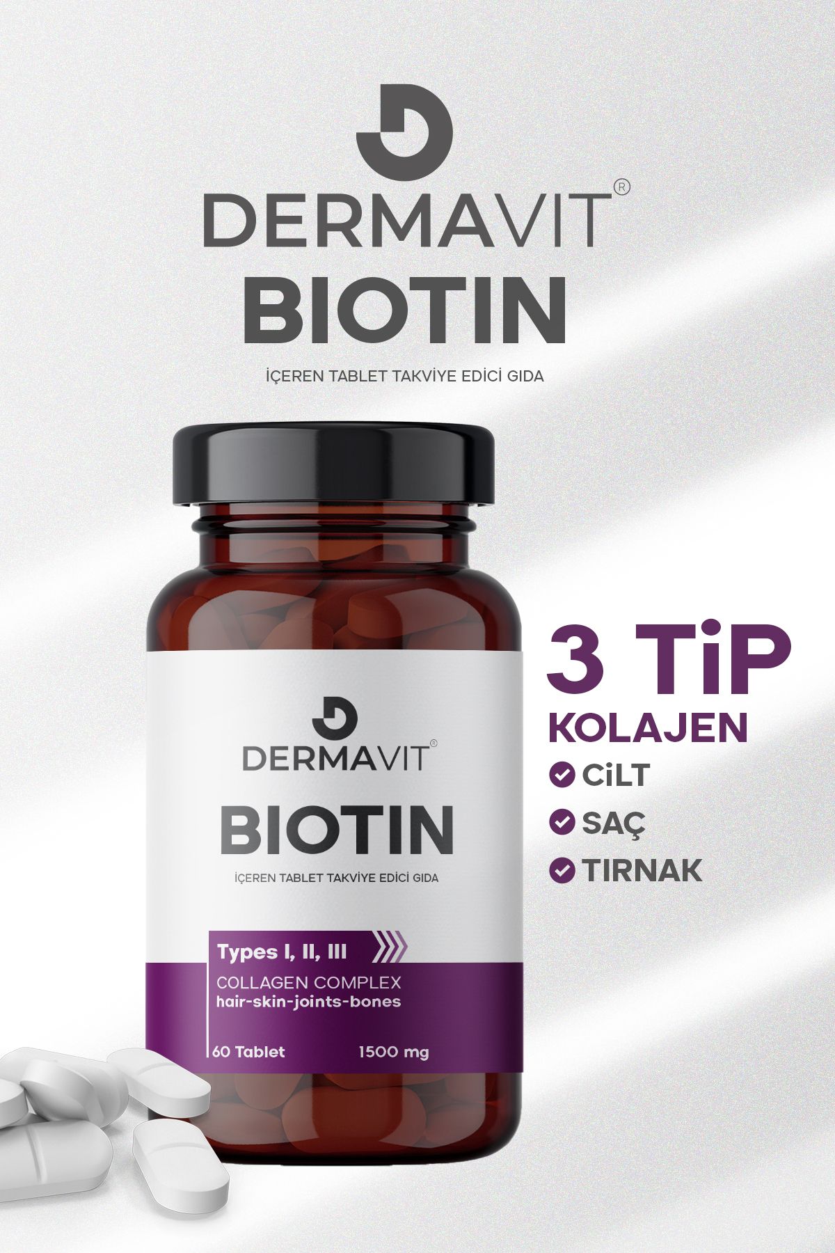 Dermavit Güçlü Saç Ve Tırnaklar Için Biotin 1500 Mg 60 Tablet