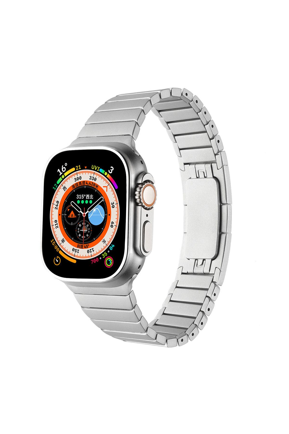 Zore Apple Watch 7 45mm Kordon KRD-35 Metal Strap Kayış