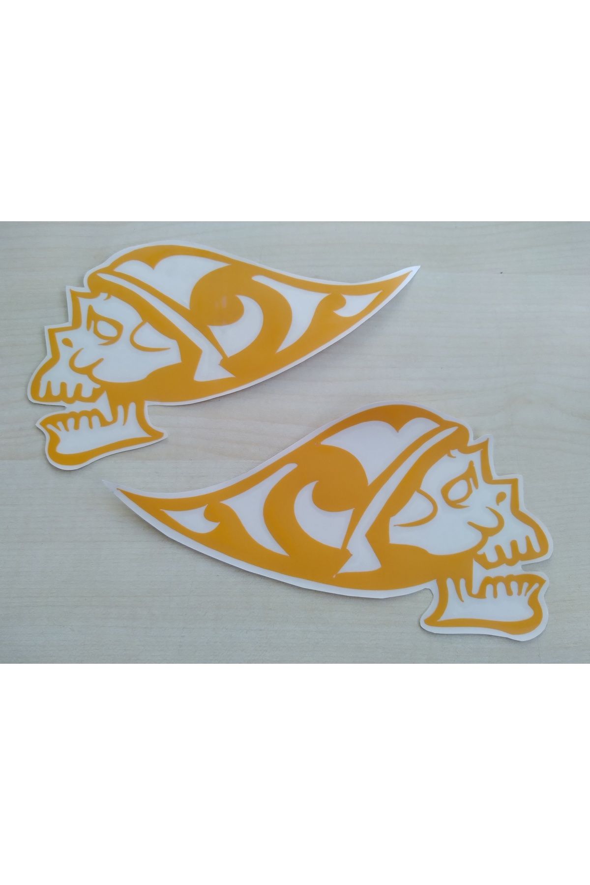 Yerli Kurukafa Sticker 2'li Takım Sarı 16cmx10cm Kurukafa Etiketi Çıkartması Logosu Arması
