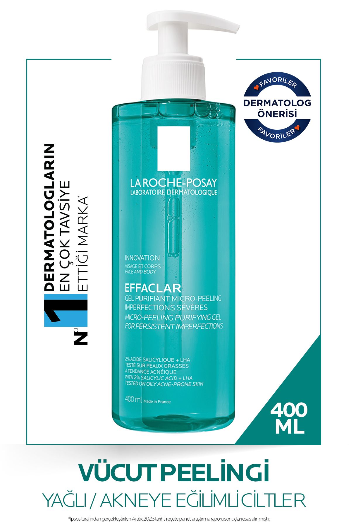 La Roche Posay Effaclar Mikro-Peeling Yağlı, Akne /Sivilceye Eğilimli Ciltler için Arındırıcı Vücut Jeli 400ml