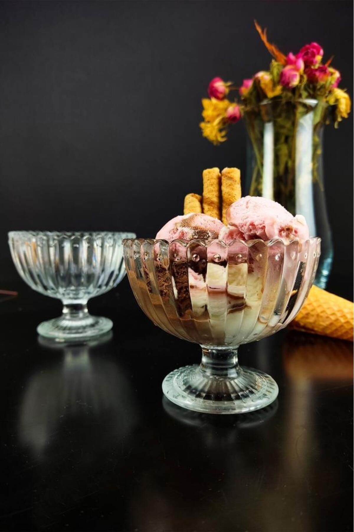 Digithome Ice Cream Noor 6’lı Cam Dondurmalık Ve Tatlı Sunum Kase Seti 10 Cm C1-1-276