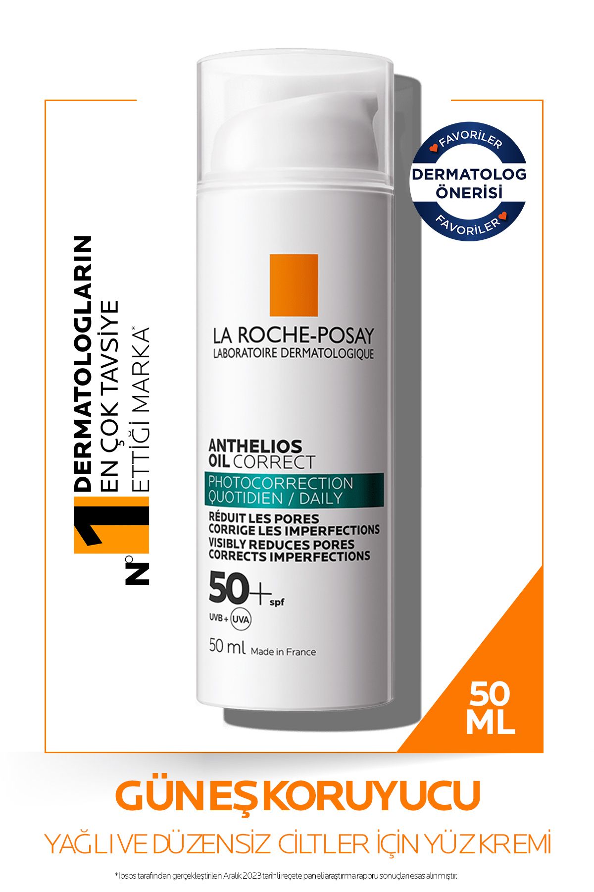 La Roche Posay Anthelios Oil Correct Spf+50 Yağlı Ve Akneye Eğilimli Ciltler Için Yüz Güneş Kremi