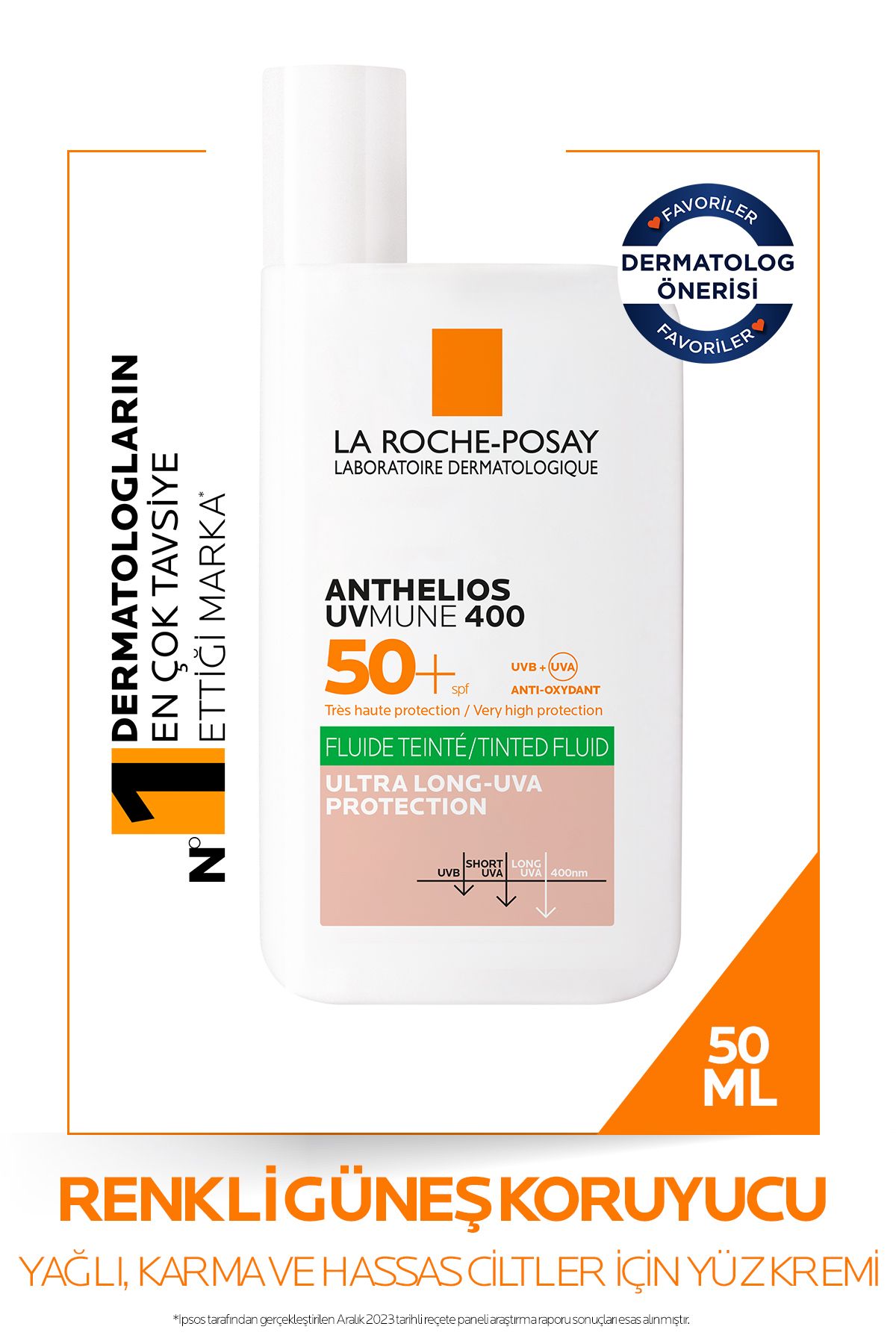 La Roche Posay Anthelios Oil Control Fluid Renkli Yüz Güneş Kremi 50 ml