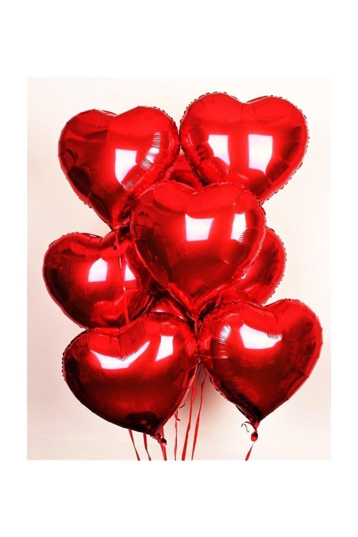 Parti Dolabı Folyo Kalpli Uçan Kalp Balon 5 Adet 45 Cm Kırmızı Romantik Evlilik Teklifi