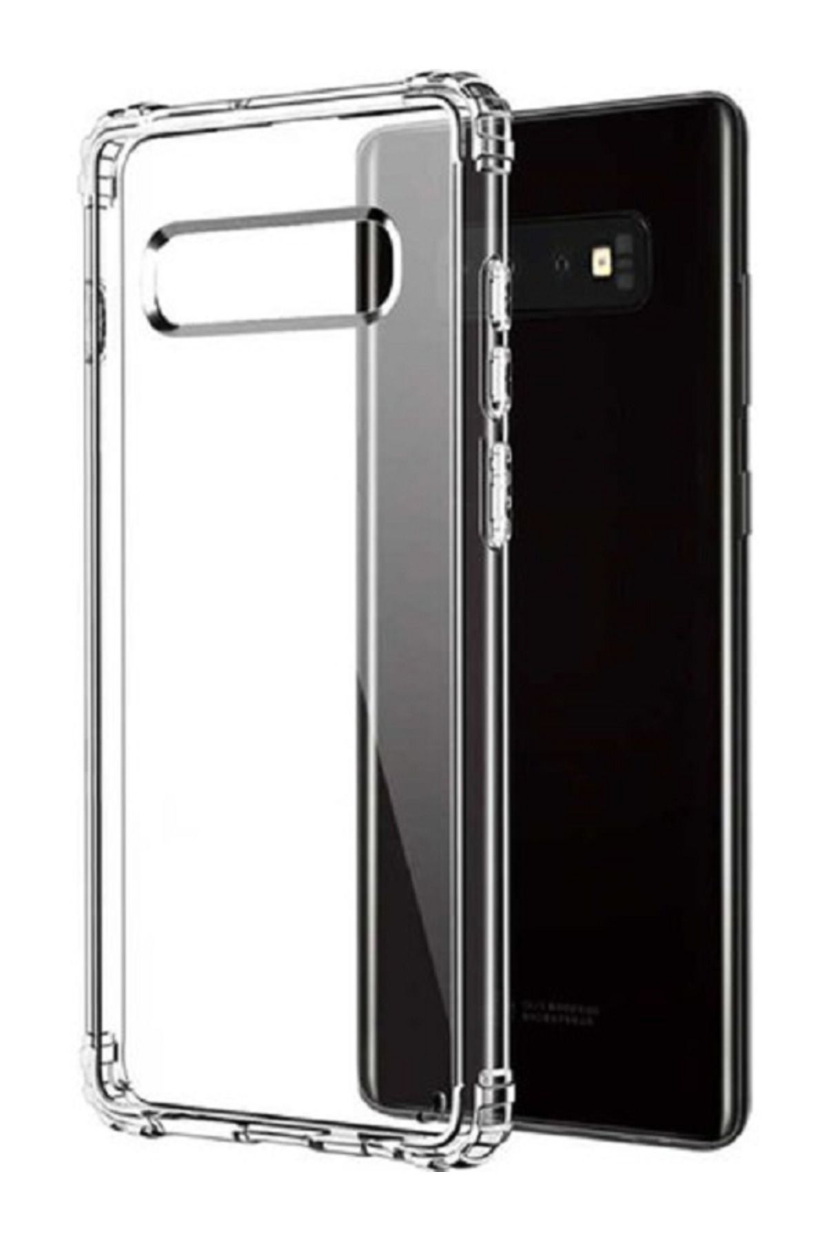 Fibaks Samsung Galaxy S10 Plus Kılıf Crystal Sert Pc Antishock Darbe Emici Kenar Şeffaf Silikon Kapak