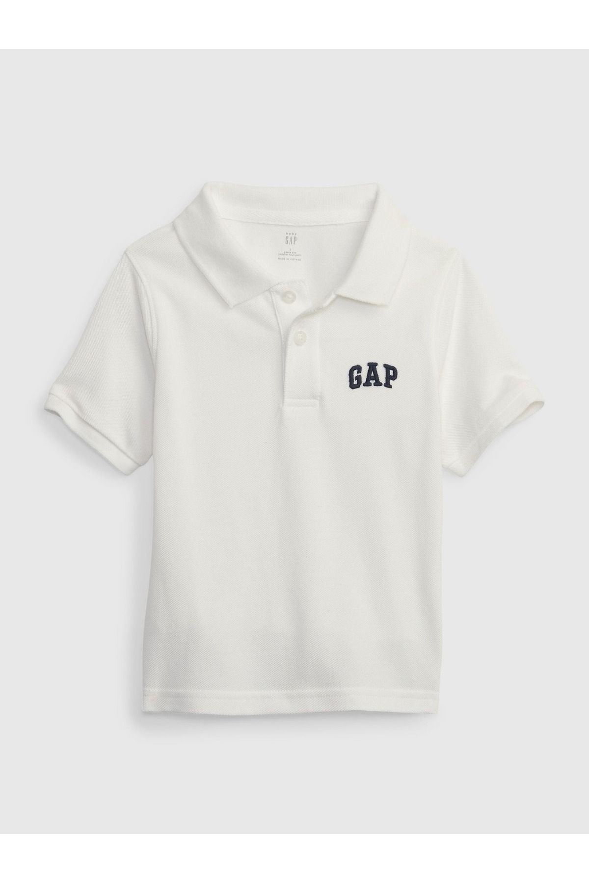 GAP Erkek Bebek Kırık Beyaz Logo Polo Yaka Kısa Kollu T-shirt
