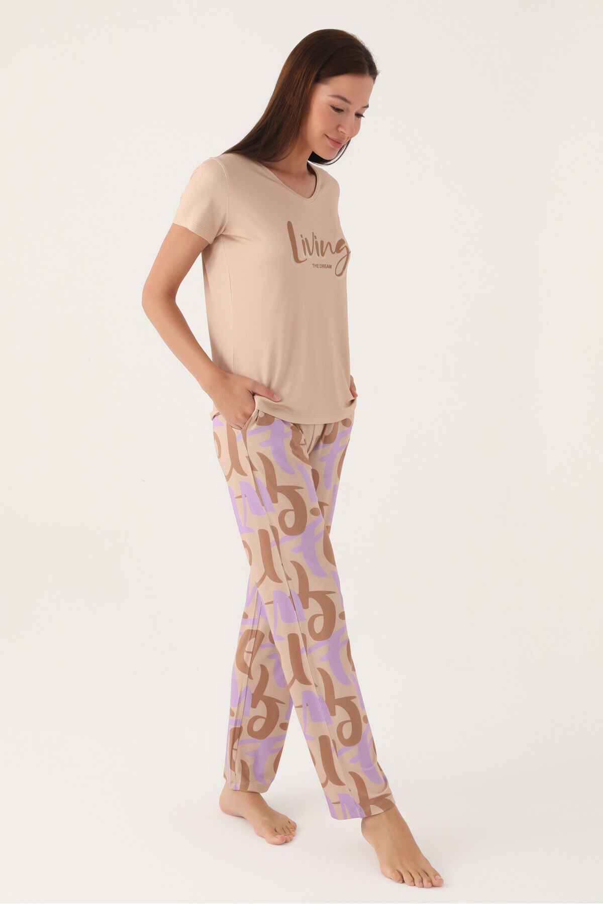 Arnetta Living Açık Kahverengi Kadın Kısa Kol Pijama Takımı