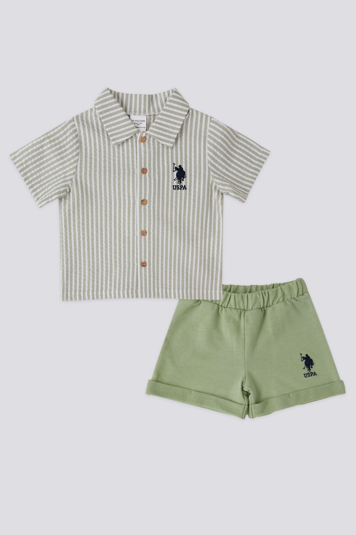 U.S. Polo Assn. U.S. Polo Assn Lisanslı Short Shirt Yeşil Erkek Bebek Takımı