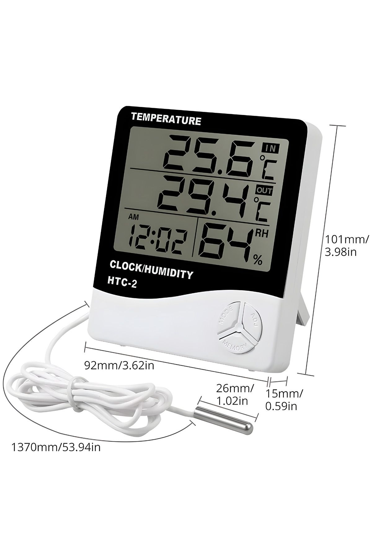 Htc -2 Dijital Sıcaklık Nem Ölçer Masa Saati Ve Isı Termometre