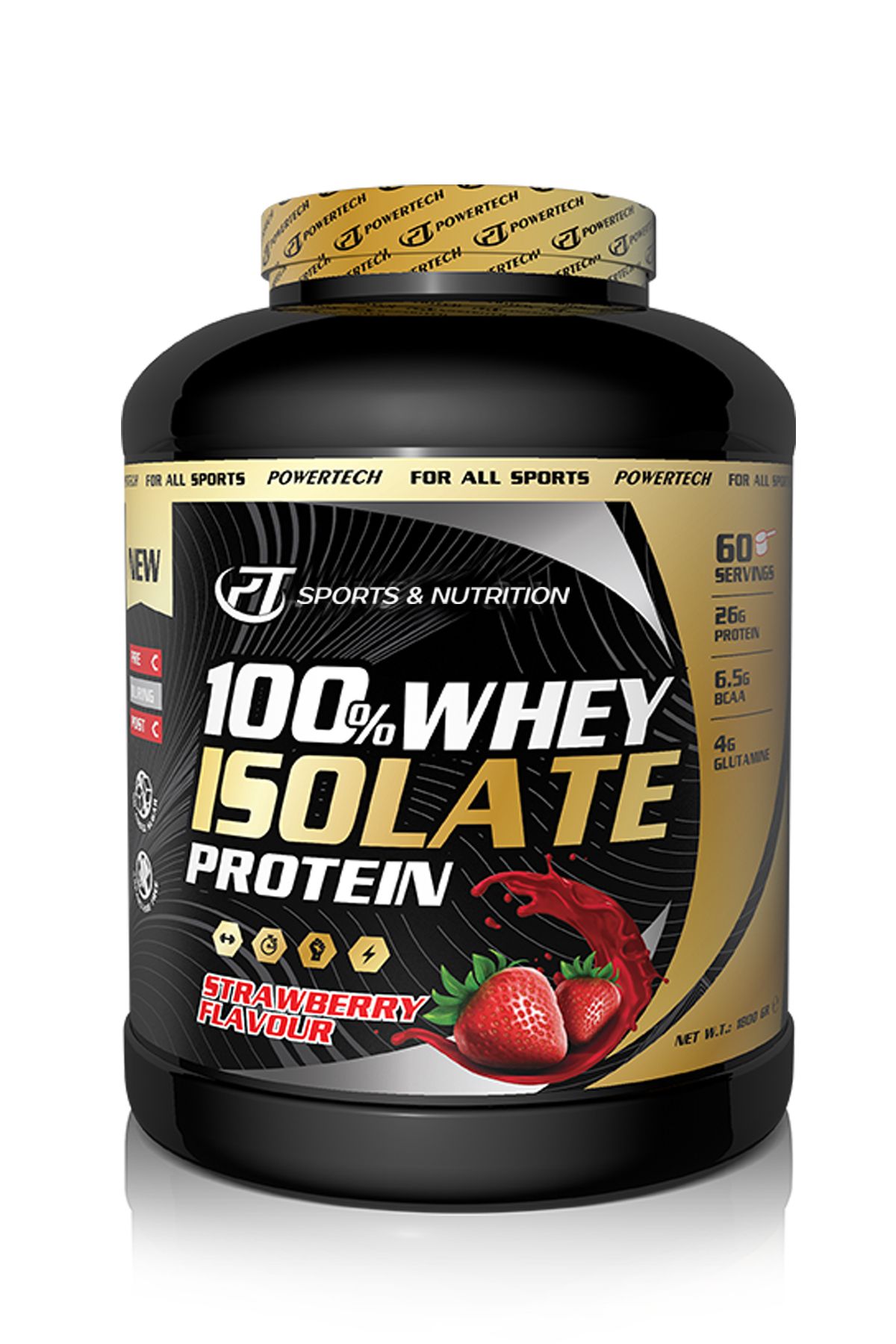PT SPORTS NUTRİTİON %100 Isolate Whey Protein 1800 Gr 60 Servis Çilek Aromalı