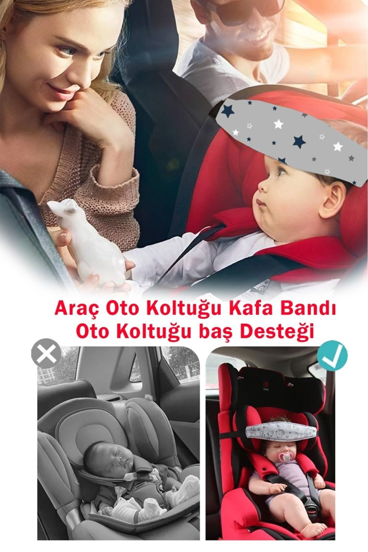 Ferdys  Bebek Puset Baş Desteği, Bebek & Çocuk Seyahat Baş Desteği, Bebek Oto Koltuk Kafa Koruyucu Bandana