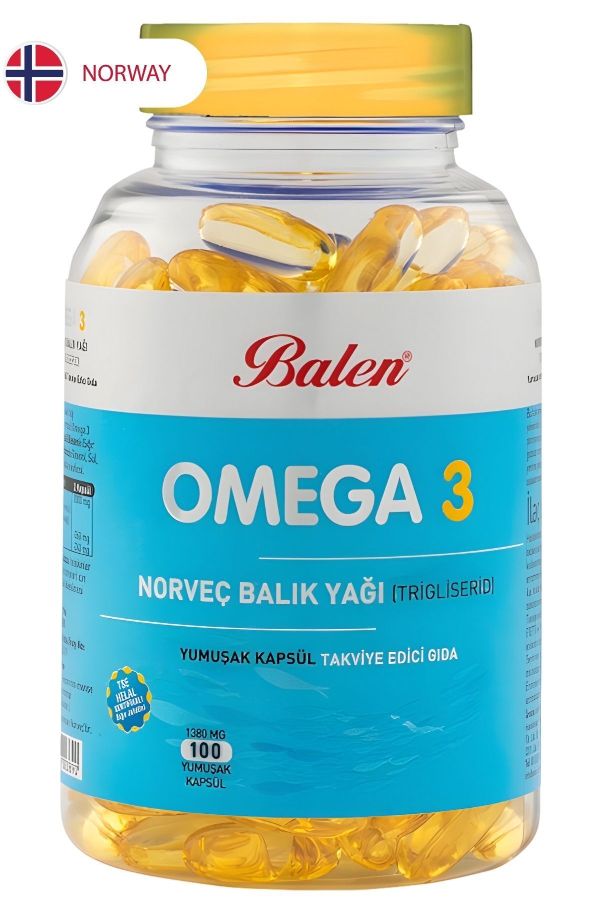 Balen Omega 3 Norveç Balık Yağı BL ()Yumuşak Kapsül 1380 mg 100 Kapsül