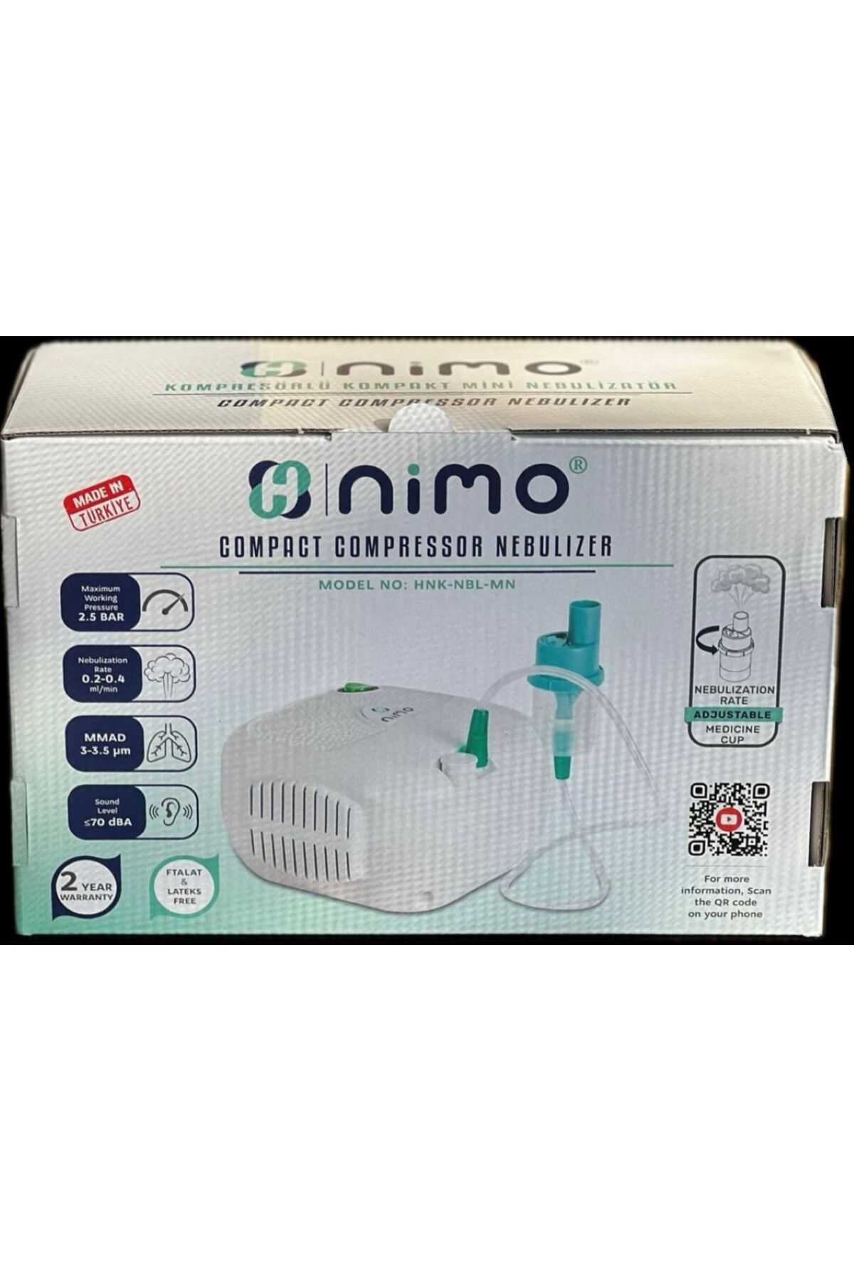 Nimo NİMO Kompresörlü Compact Mini Nebülizatör (HNK-NBL-MN)