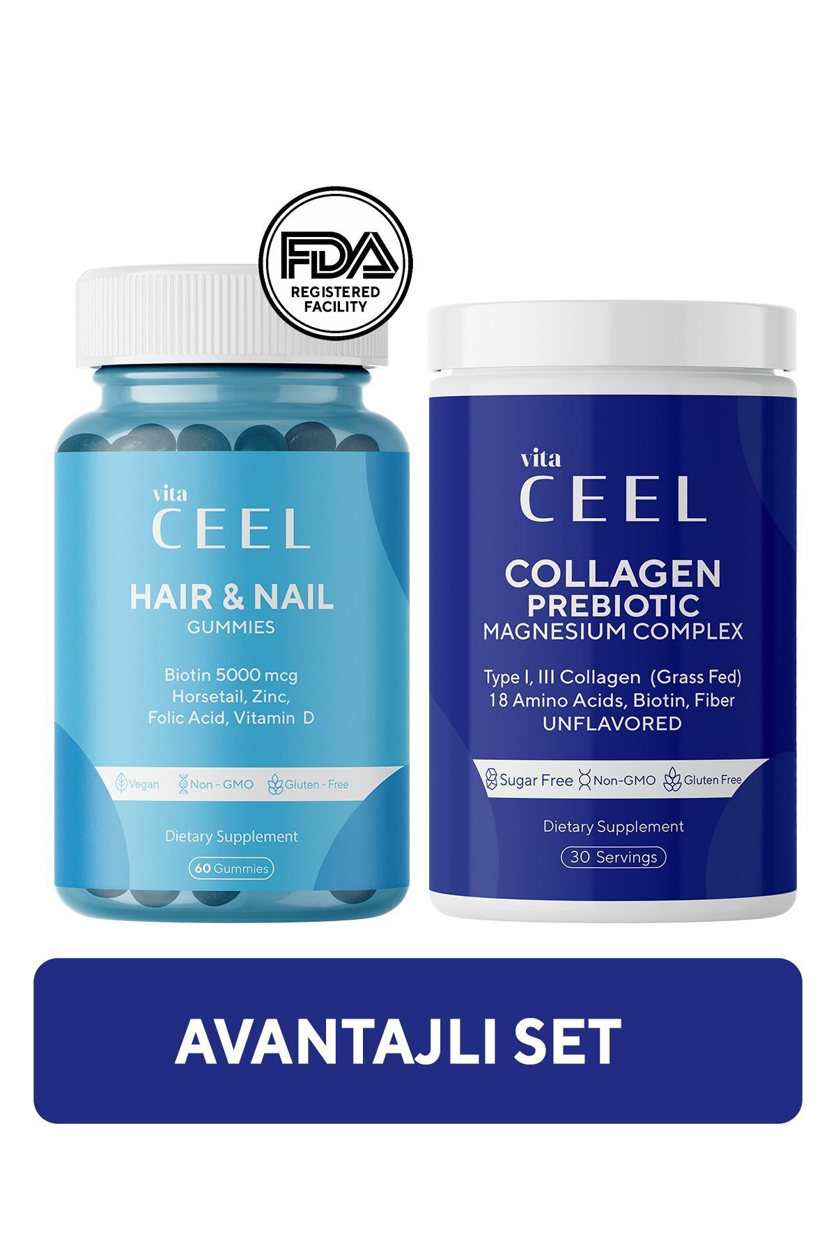 Vita Ceel 2'li Saç& Tırnak Vitamini Ve Magnezyum Complex, Collagen Tip 1, 3