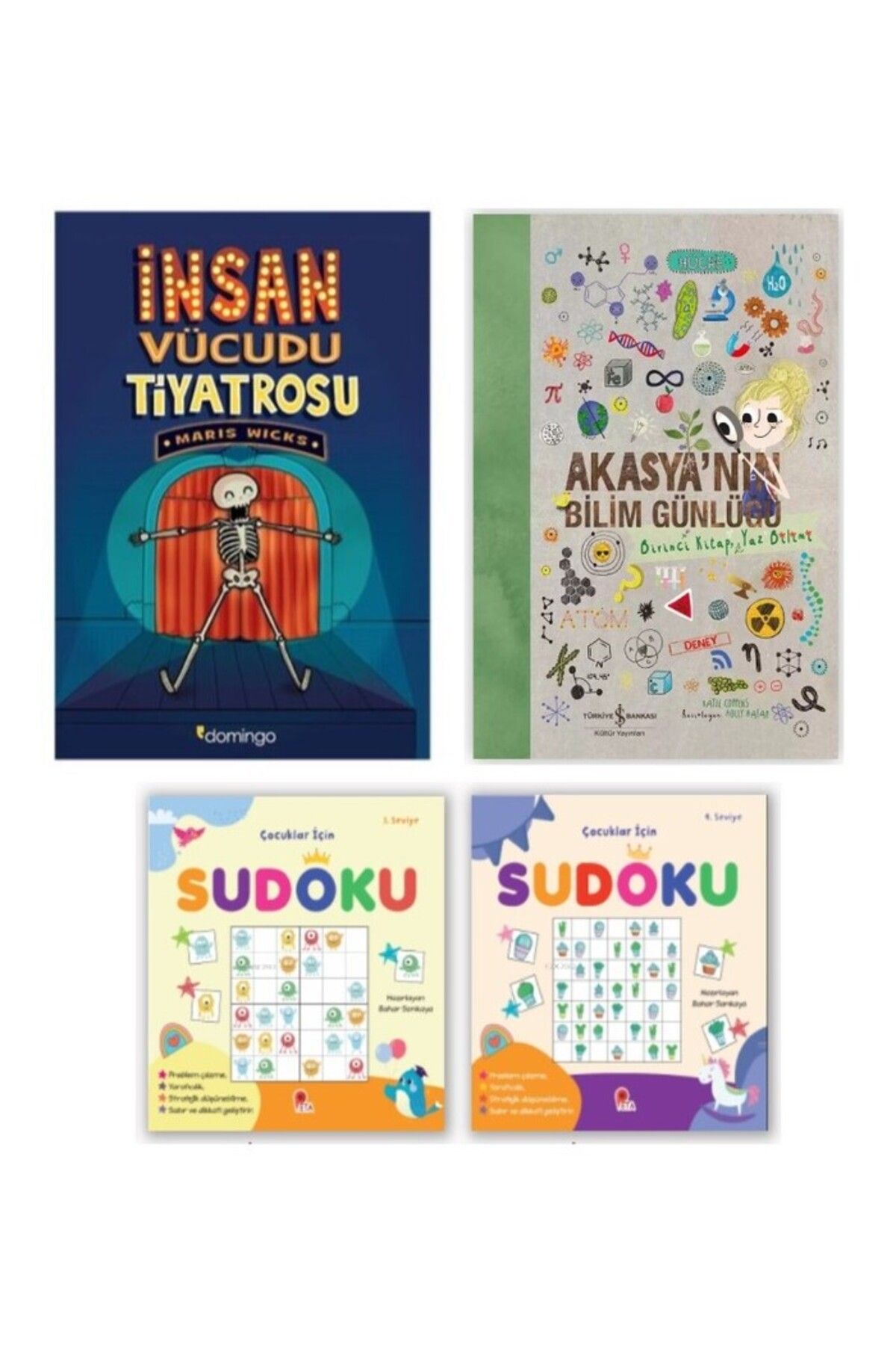 Türkiye İş Bankası Kültür Yayınları Bilim Seti - Akasya'nın Bilim Günlüğü - İnsan Vücudu Tiyatrosu- Sudoku 3 - 4