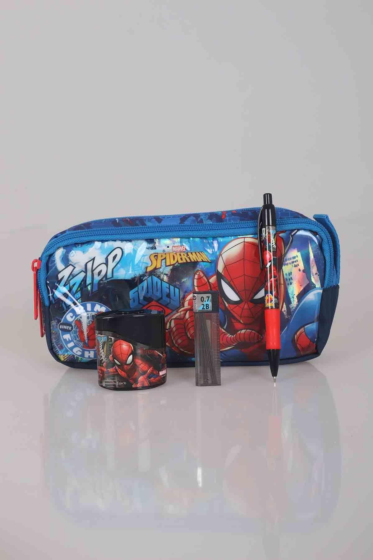 Spiderman Lisanslı Kırtasiye Seti Kalem Çantası,versatil Uçlu Kalem , Çift Bıçak Kalemtraş , 0,7 Mm