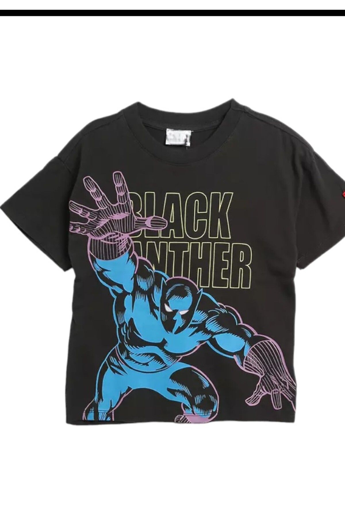 Lolliboomkids Yeni Sezon Siyah Renk Panter Karakter Baskılı Sırt Baskı Detaylı T-Shirt