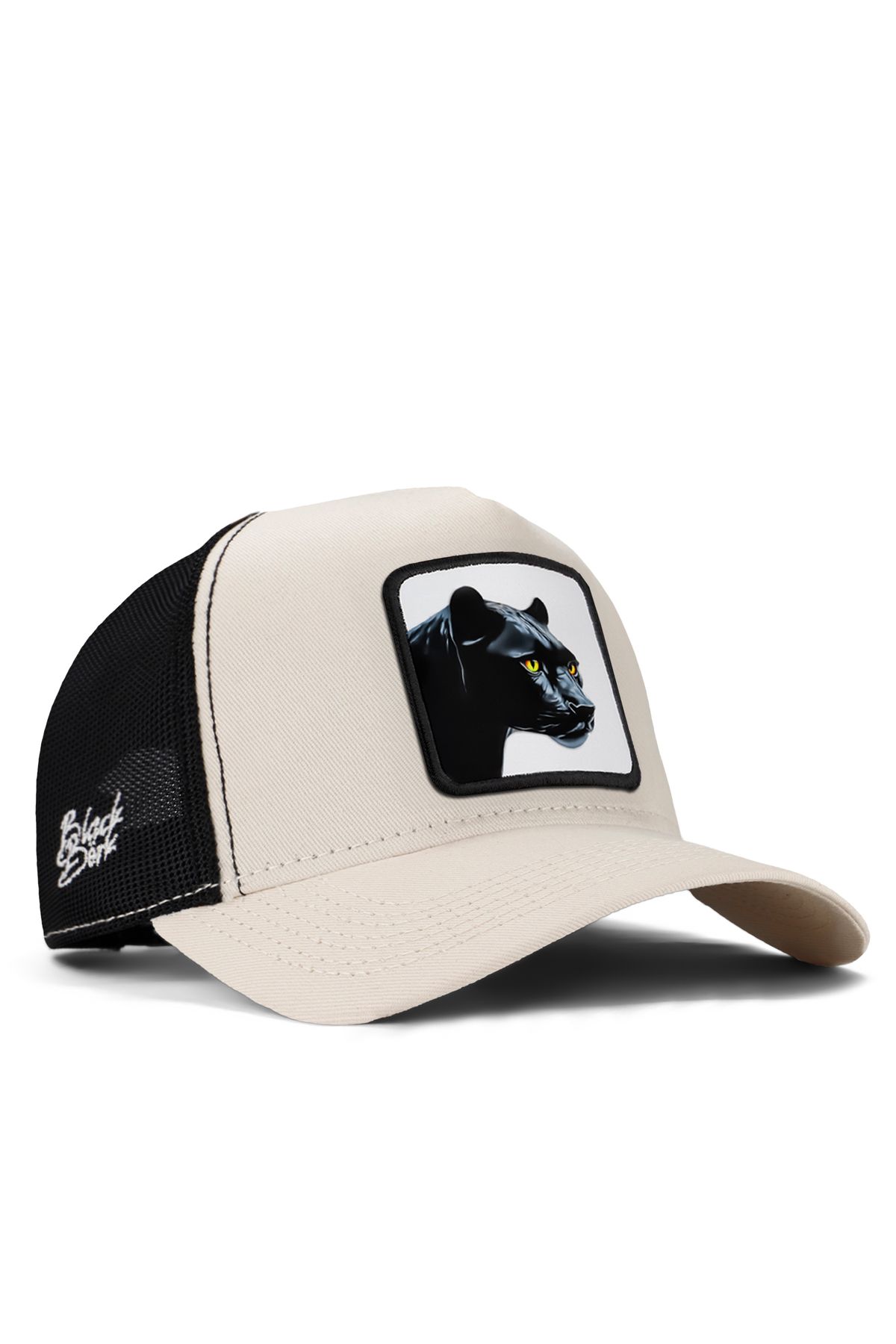 BlackBörk V1 Trucker Panter - 4bs Kod Logolu Unisex Bej-siyah Şapka (CAP)