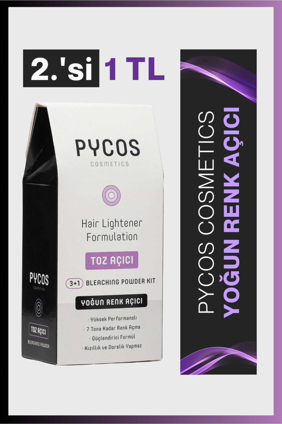 PYCOS COSMETICS Saç Açıcı,renk Açıcı,toz, Açıcı, Oksidan Saç Rengi Açma Seti, Toz Oryal 1 Adet