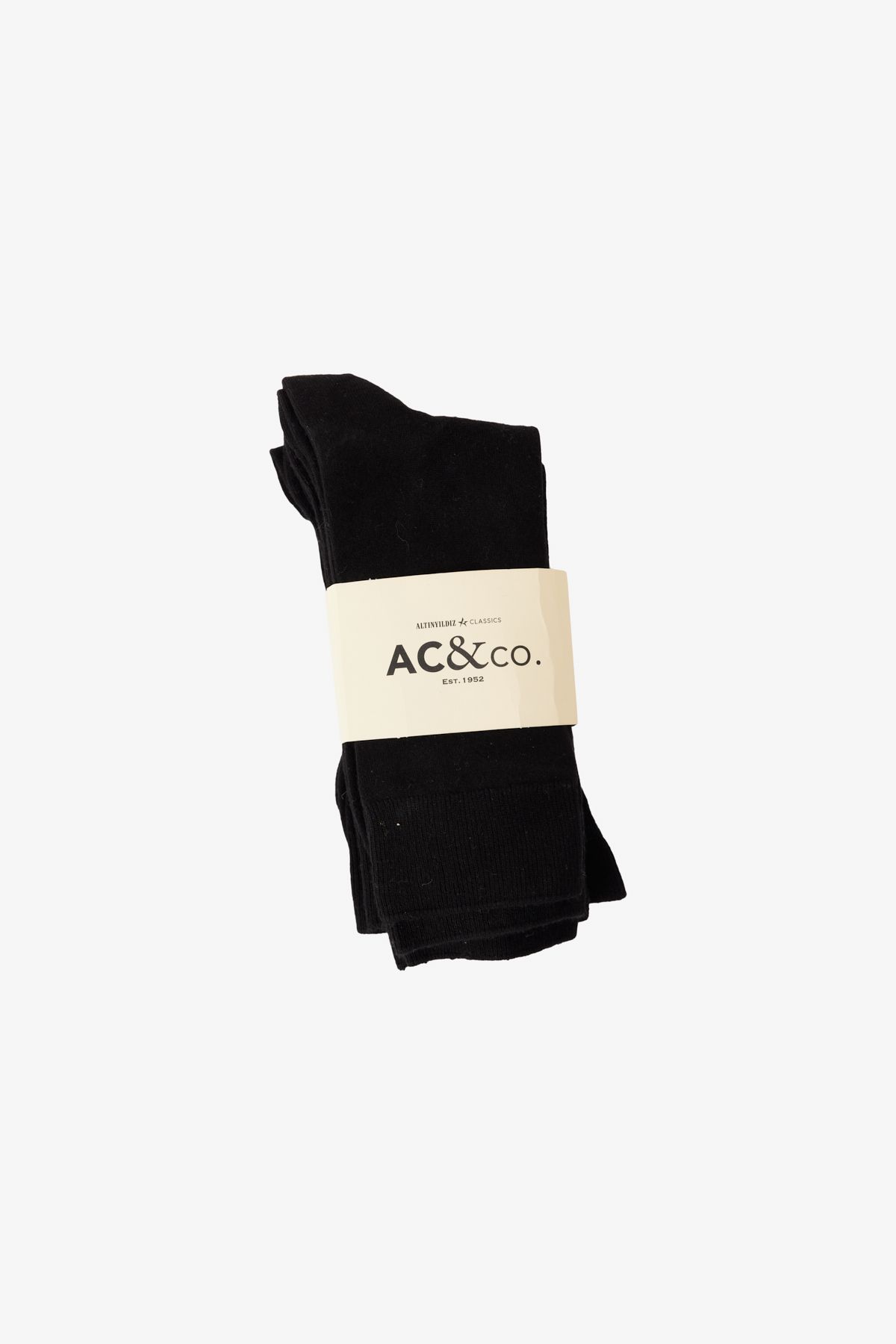 AC&Co / Altınyıldız Classics Erkek Siyah Pamuklu 5'li Soket Çorap