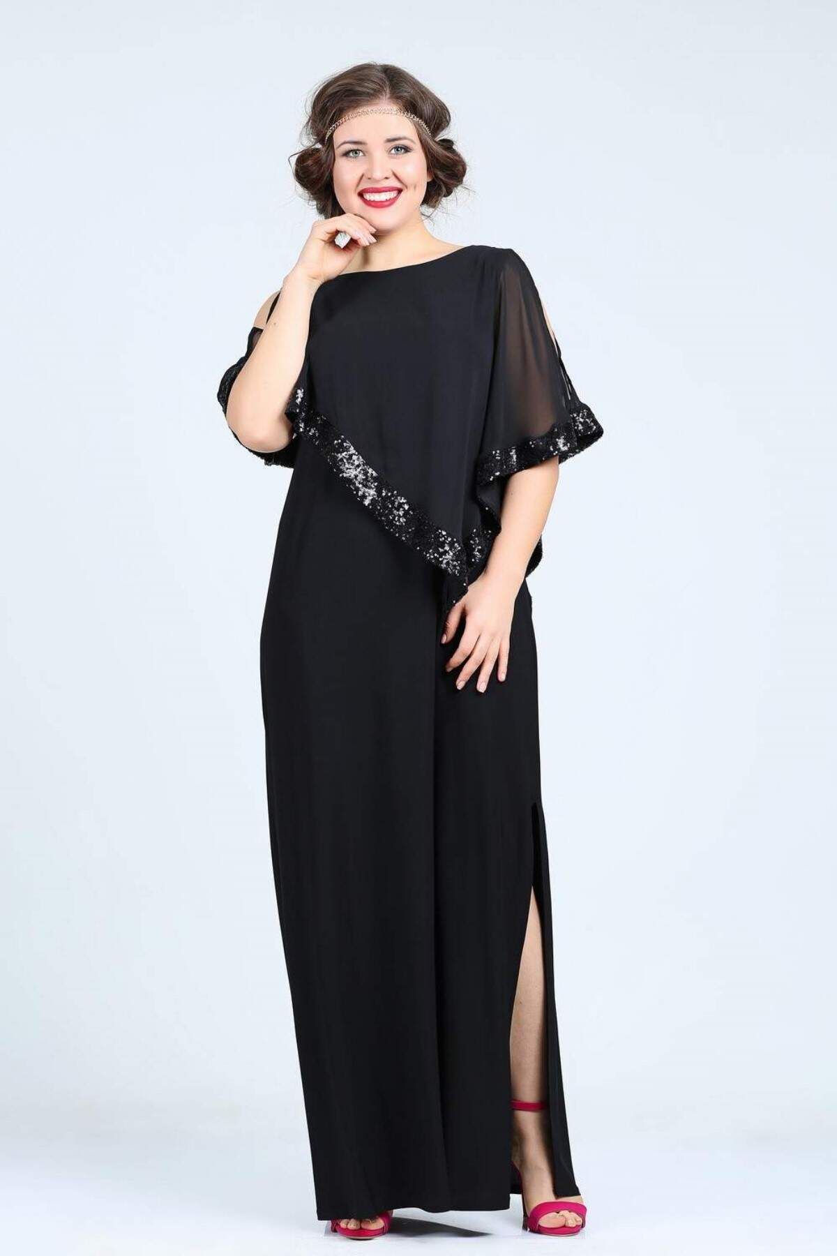 Angelino Büyük Beden Kadın Uzun Abiye Elbise Kl8022u