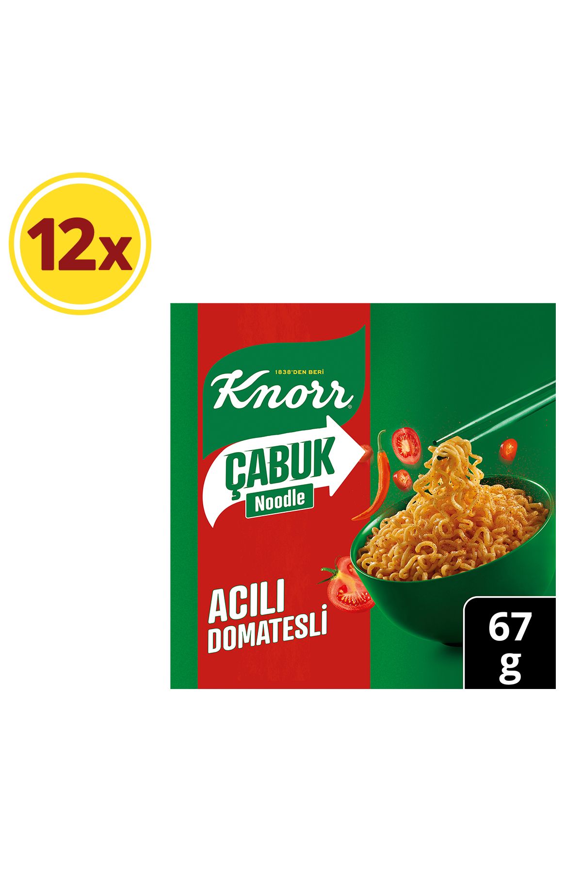 Knorr Çabuk Noodle Acılı Domatesli 67g X12 Adet
