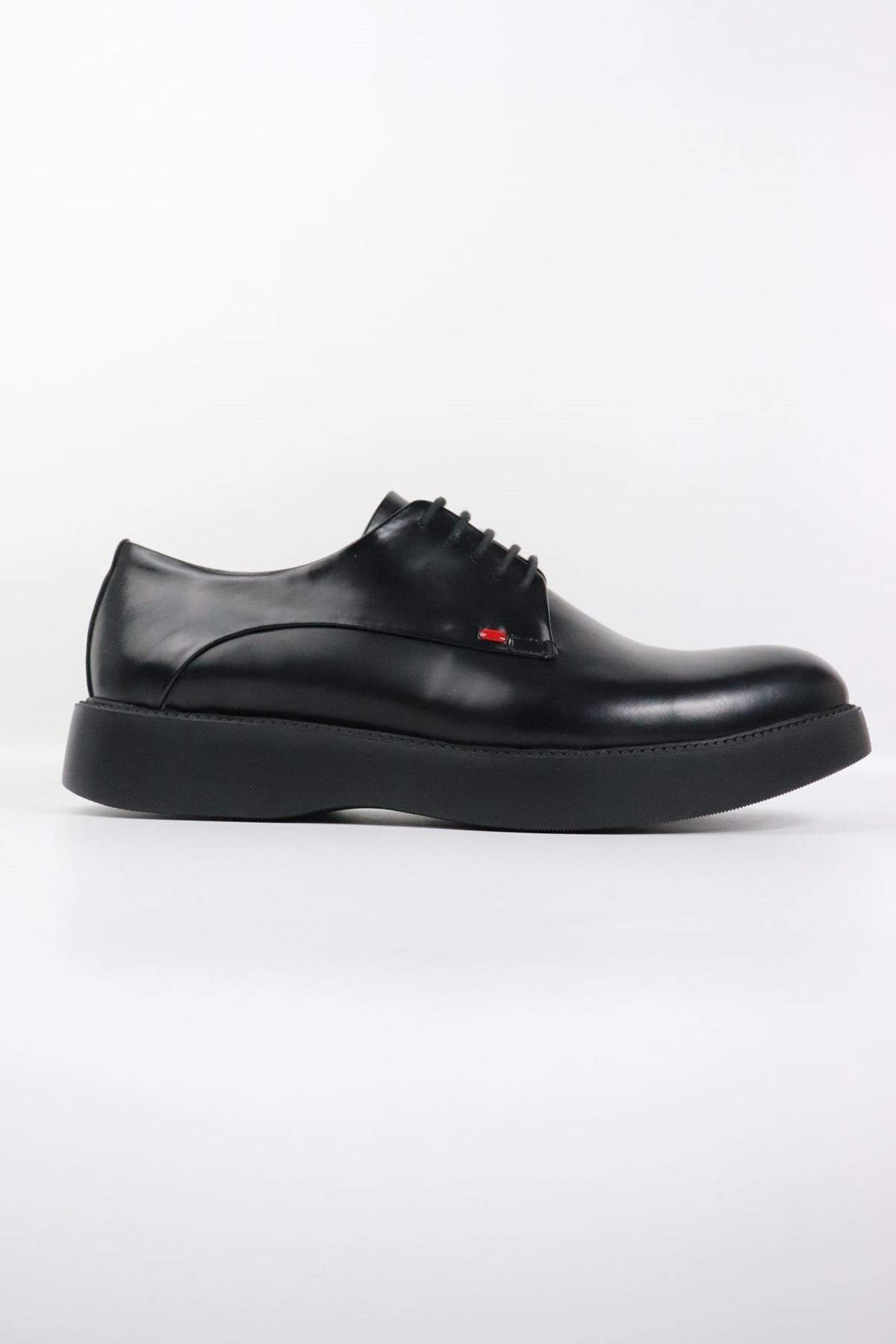 Fosco - 9783 Kalın Taban Siyah Rugan Erkek Klasik Ayakkabı