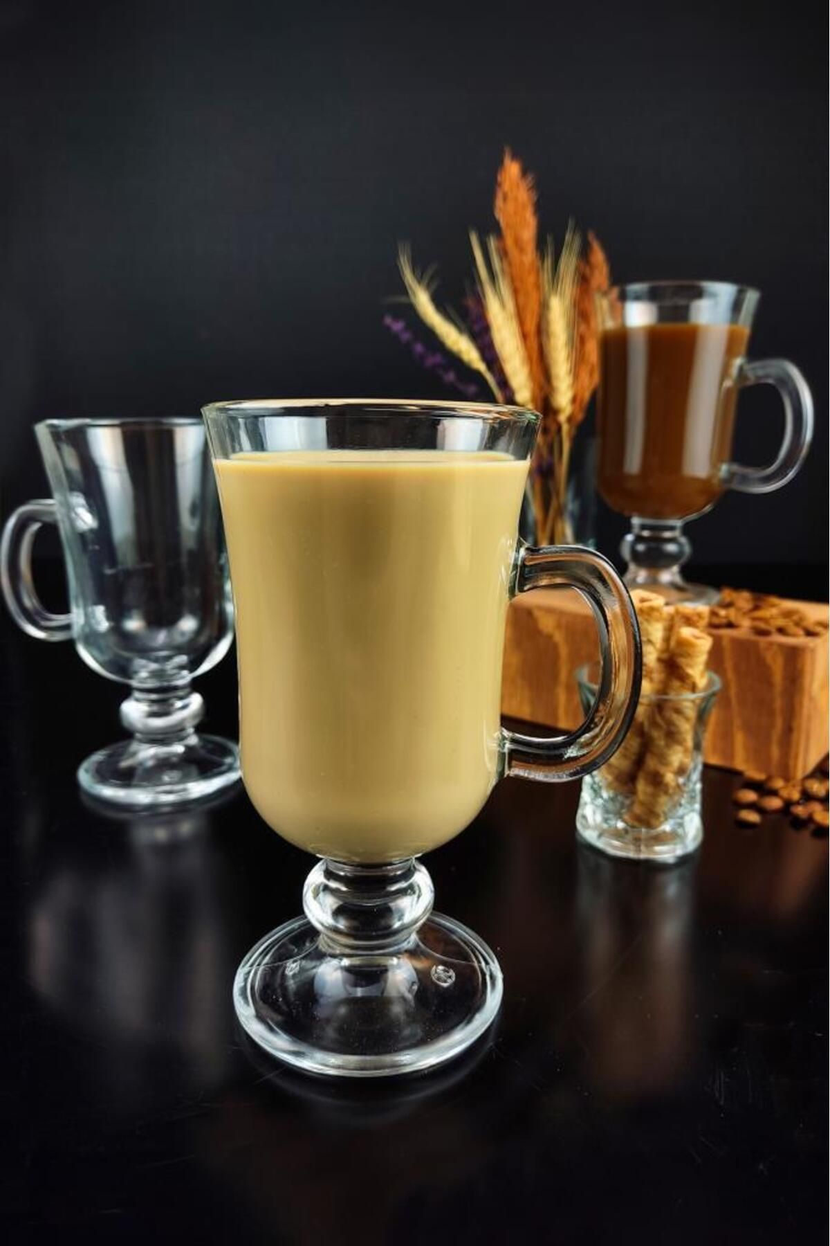 Digithome Royal Mug 3'lü Kulplu Cam Latte Ve Kahve Bardağı C1-1-276