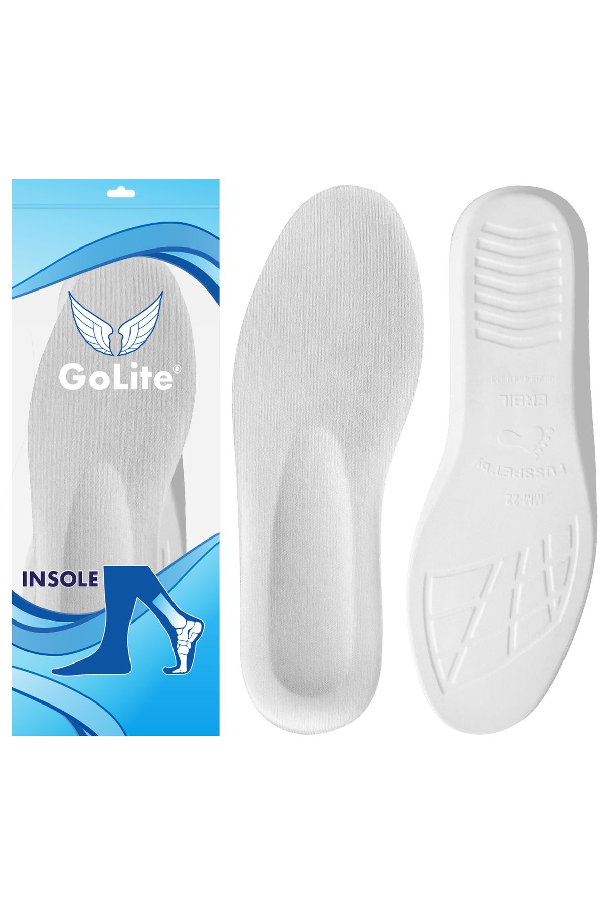 GoLite Beyaz Ayakkabı Tabanlığı, Memory Foam Hafızalı Ayakkabı Iç Tabanlığı, Rahat Tabanlık - M22b Insole