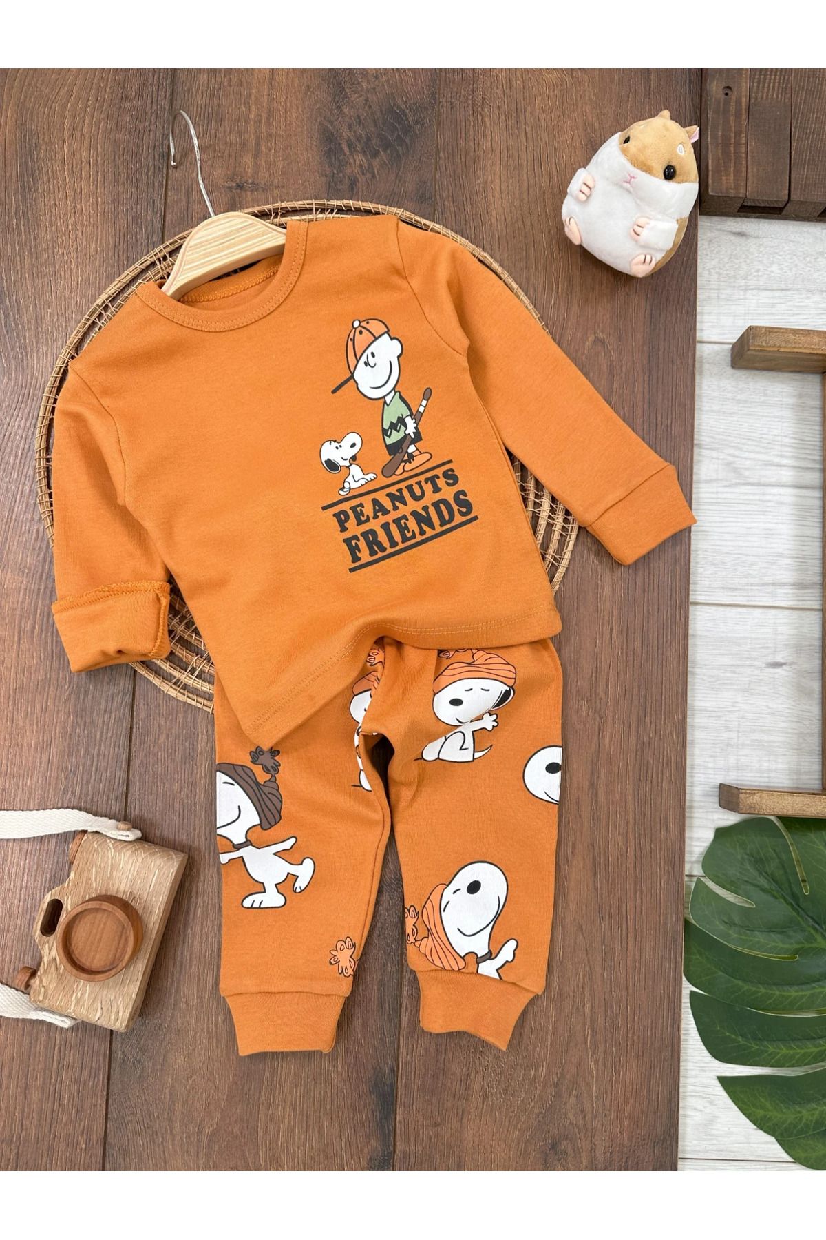 Bolly Baby Erkek Bebek Pijama Takımı Sevimli Köpek Desenli %100 Pamuk Yumuşak Doku Mevsimlik Pijama Takımı