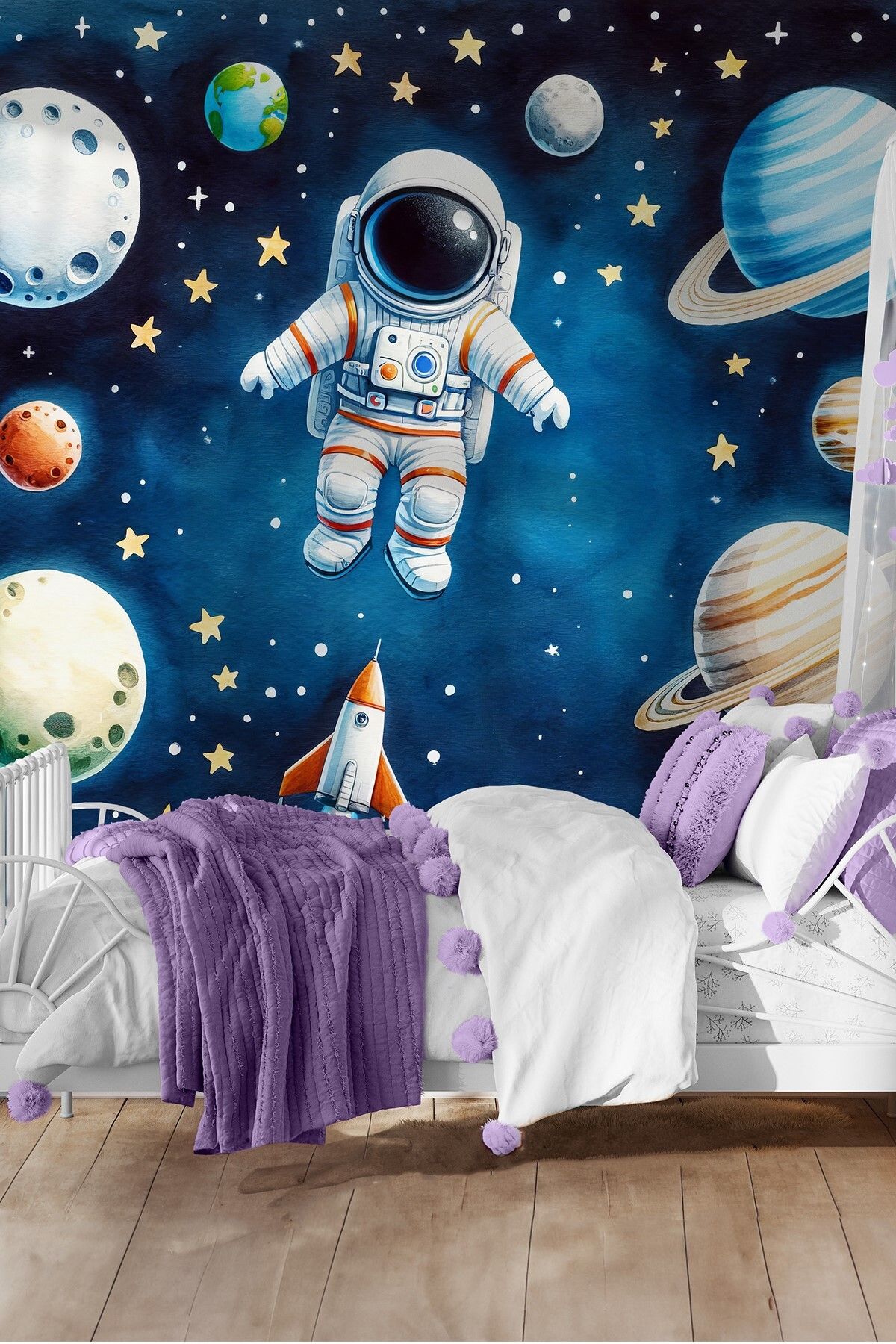 FX WallCoverings Uzay ve Astronot Çocuk Odası Duvar Kağıdı