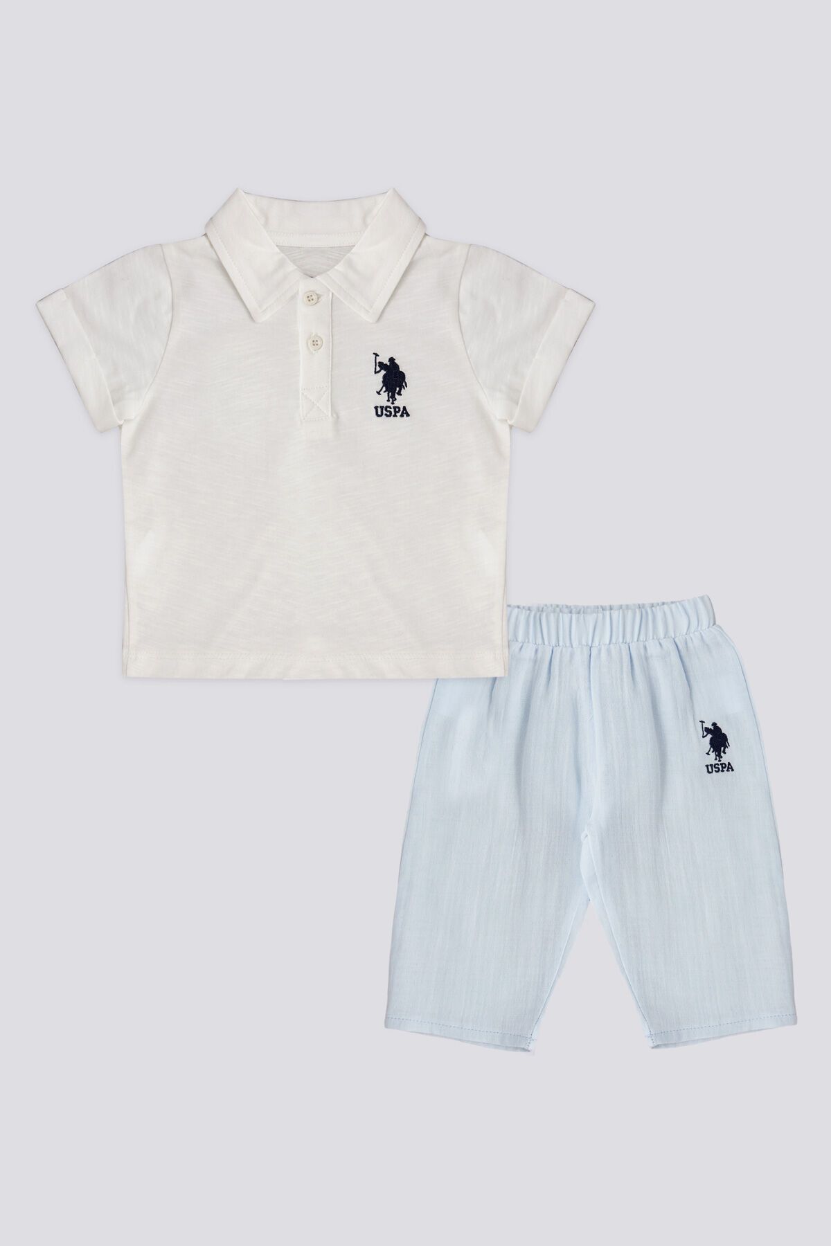 U.S. Polo Assn. U.S. Polo Assn Lisanslı Button Beyaz Erkek Bebek Takımı