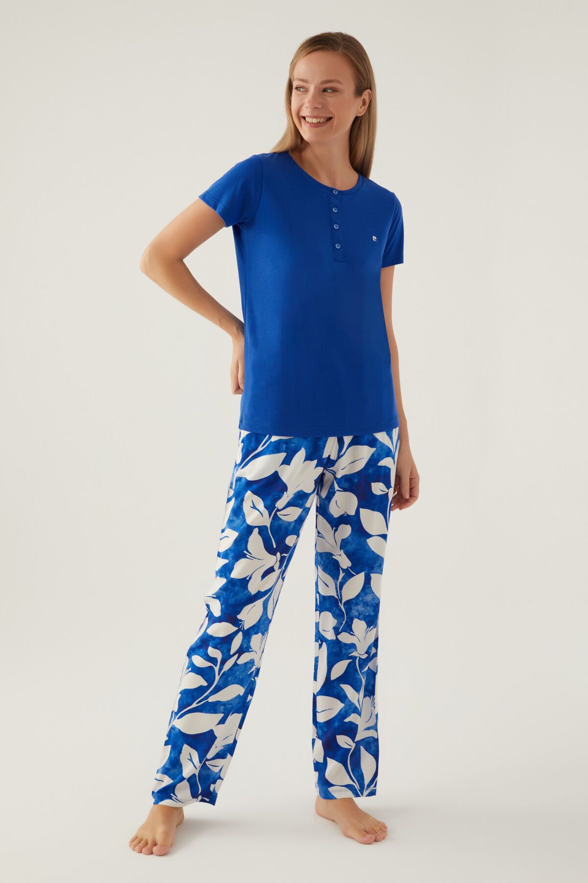 Pierre Cardin Arm Koyu Mavi Kadın Kısa Kol Pijama Takımı